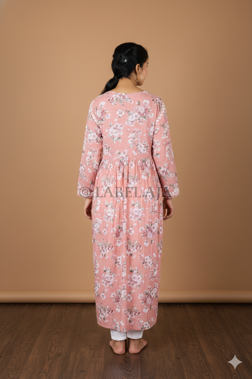 Alia mulmul chikankari anarkali kurti