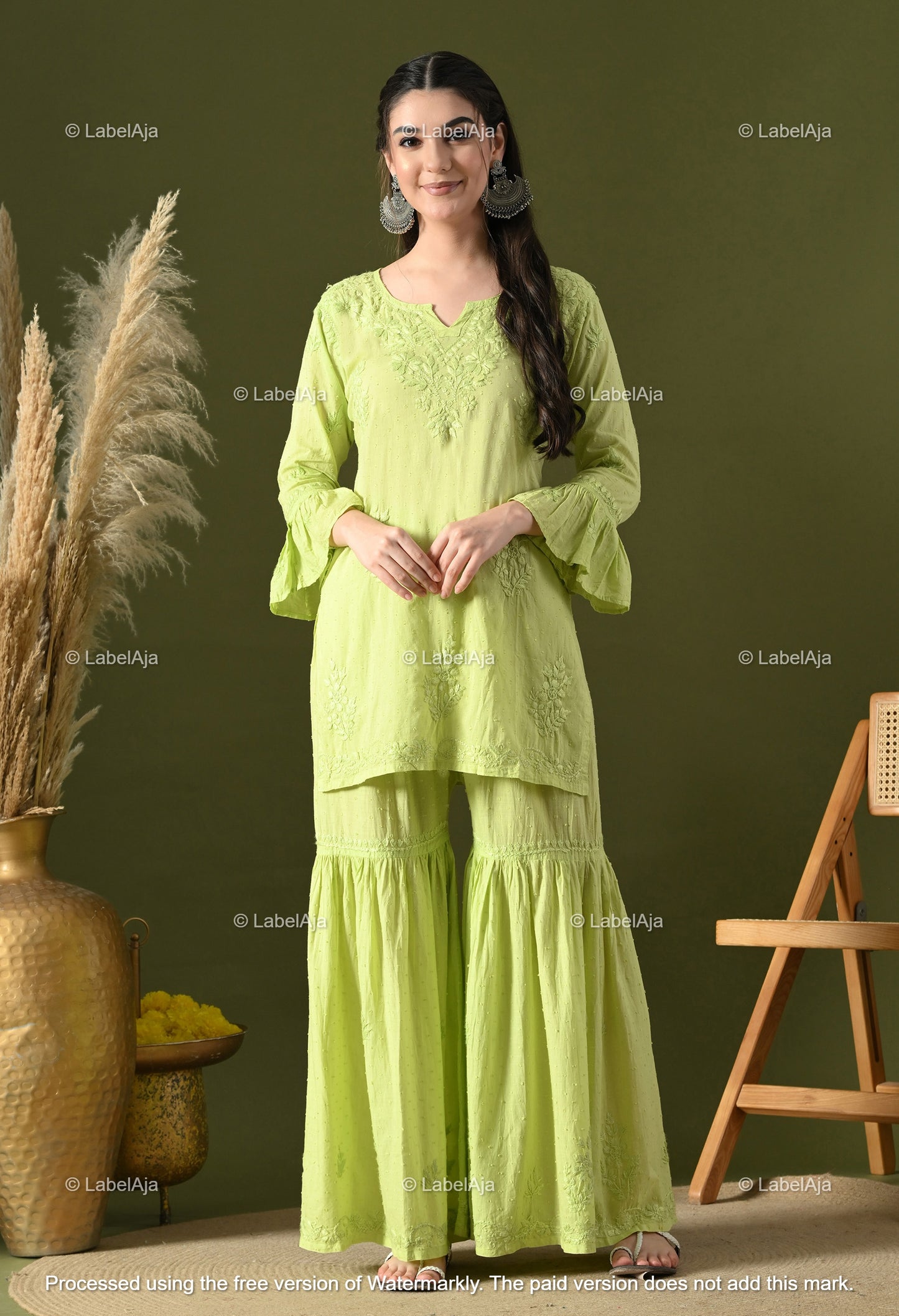 Dia cotton Kurti, Garara and dupatta set