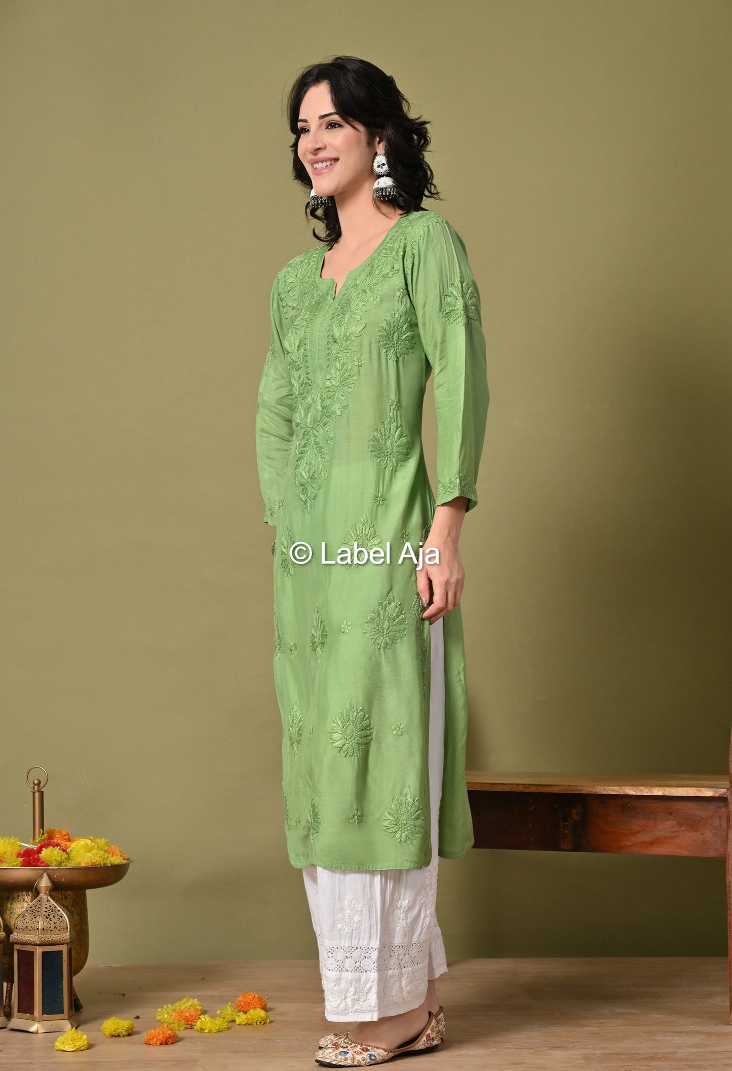 Premium Muslin long chikankari kurti
