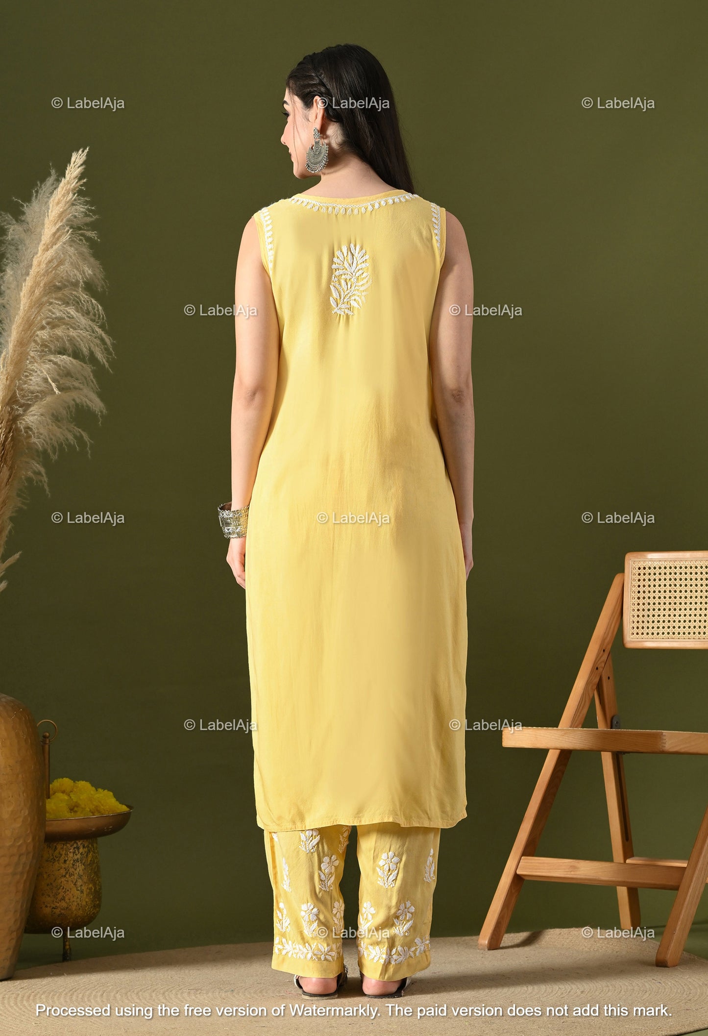 Aavya rayon cotton sleevless Kurti and Palazzo set