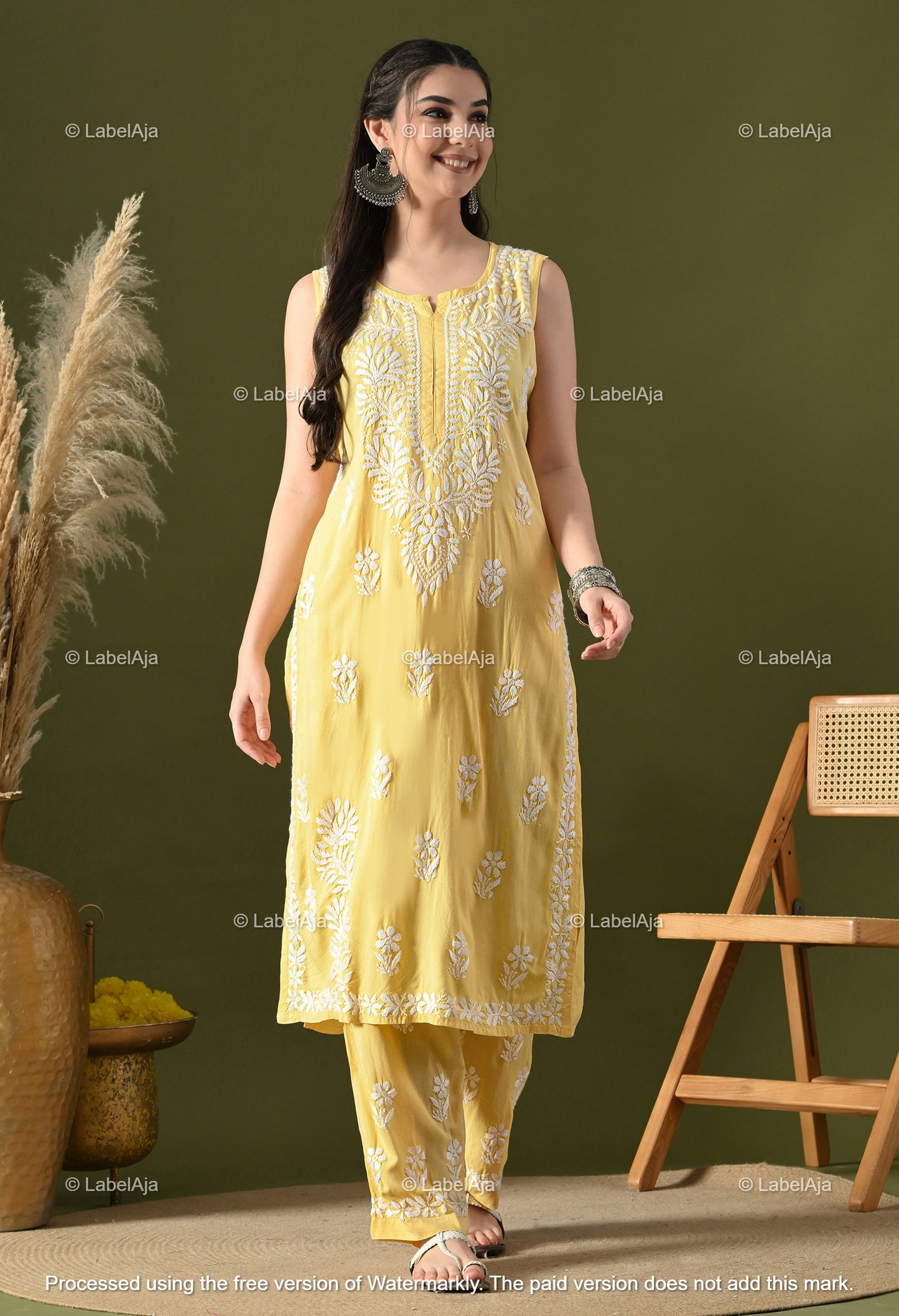 Aavya rayon cotton sleevless Kurti and Palazzo set