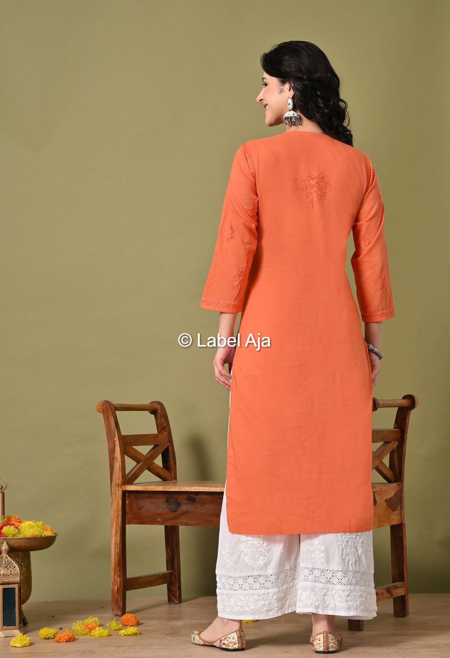 Vani mul Cotton chikankari long kurti