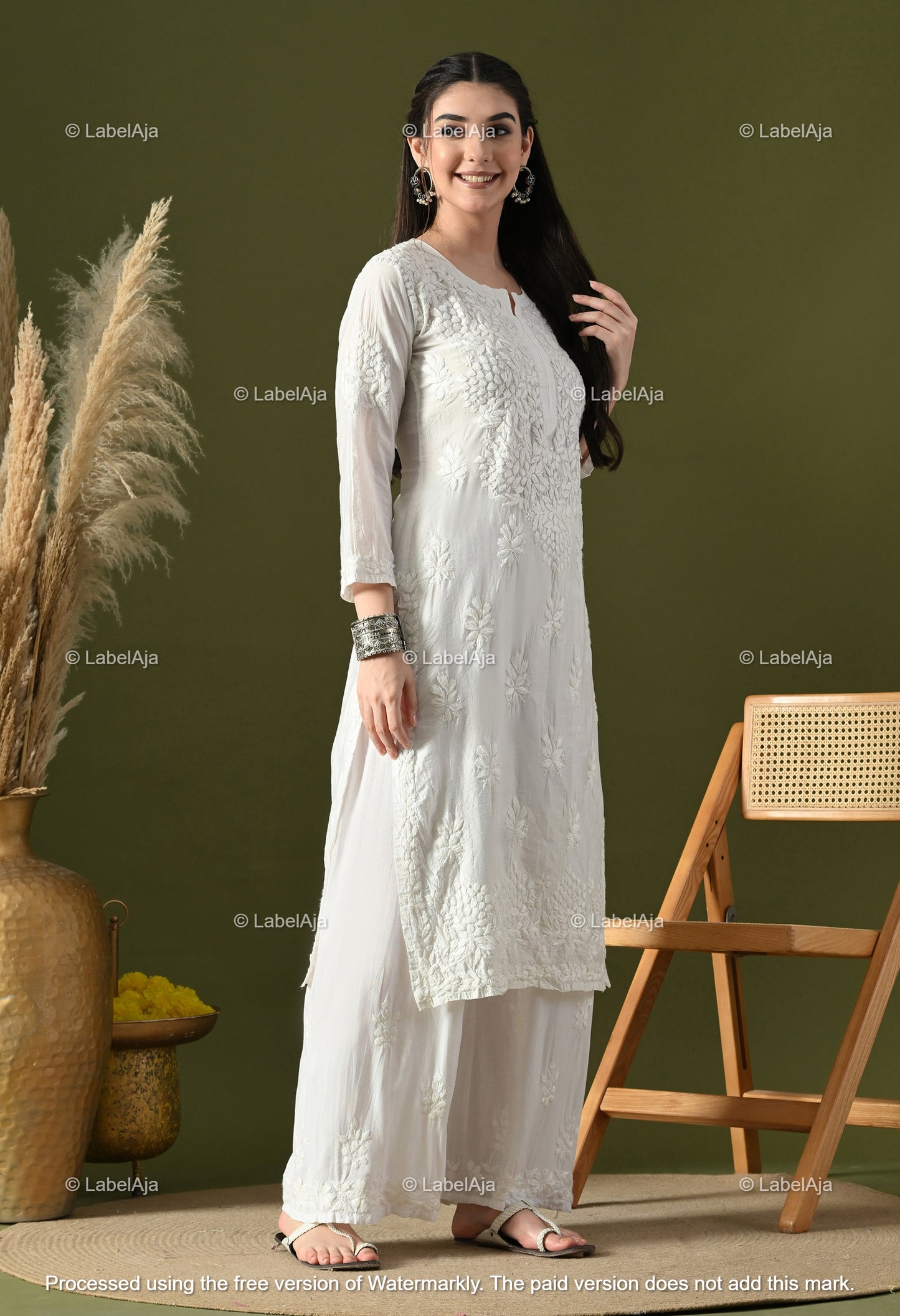 Anika Chanderi silk Chikankari kurti