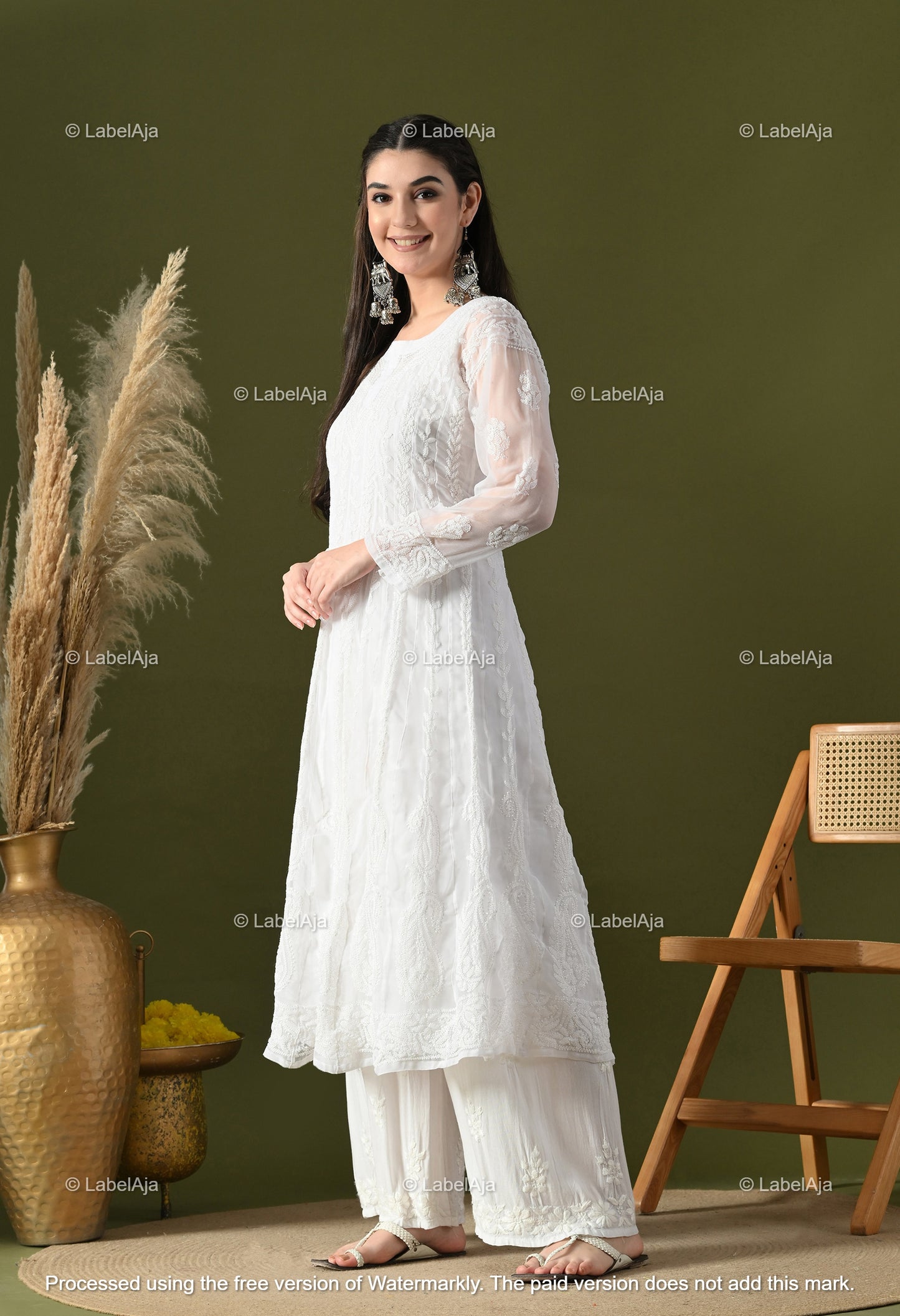 Chandni Georgette Anarkali with matching A-Line slip