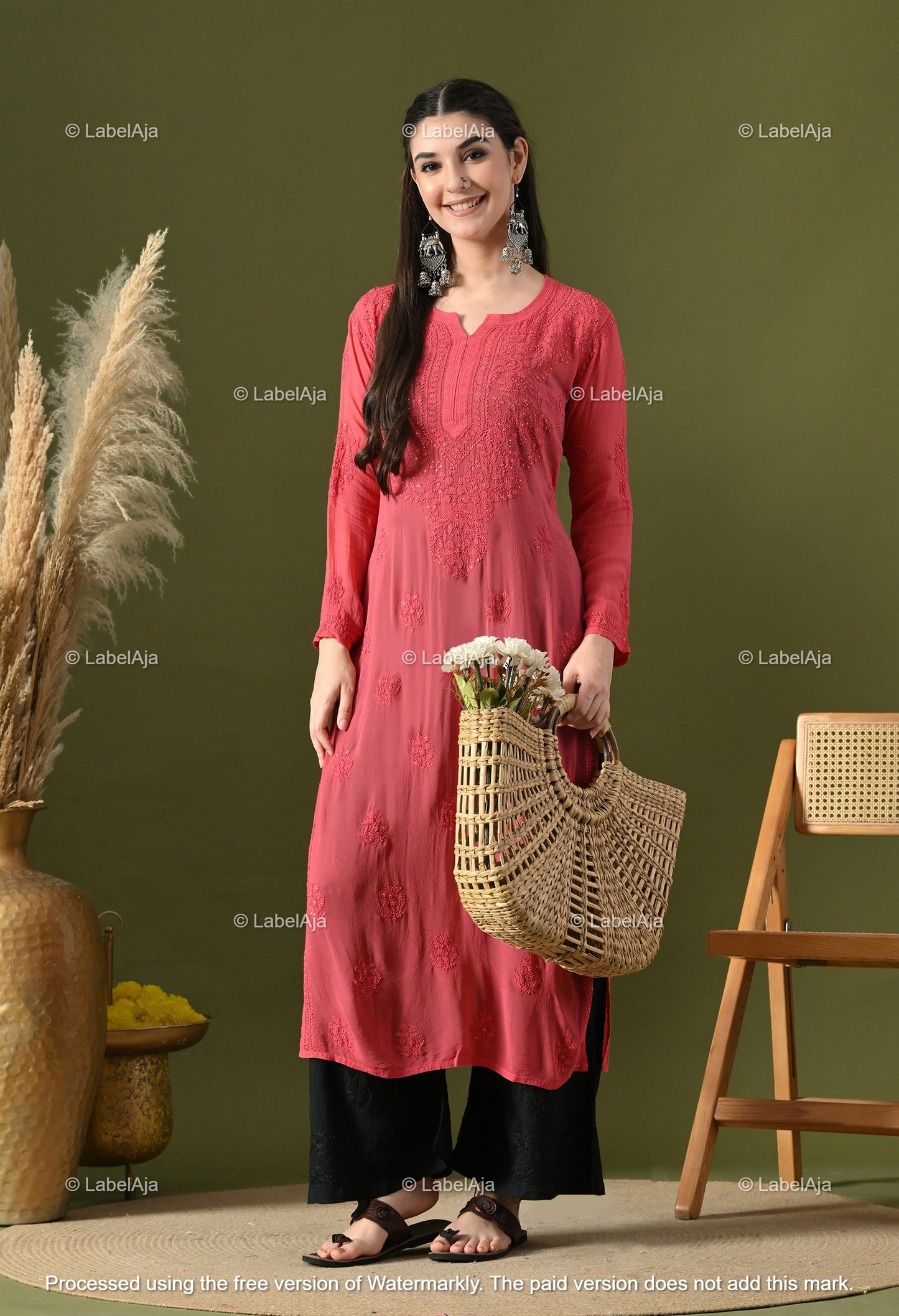 Hoor Viscose kurti with Mukaish work