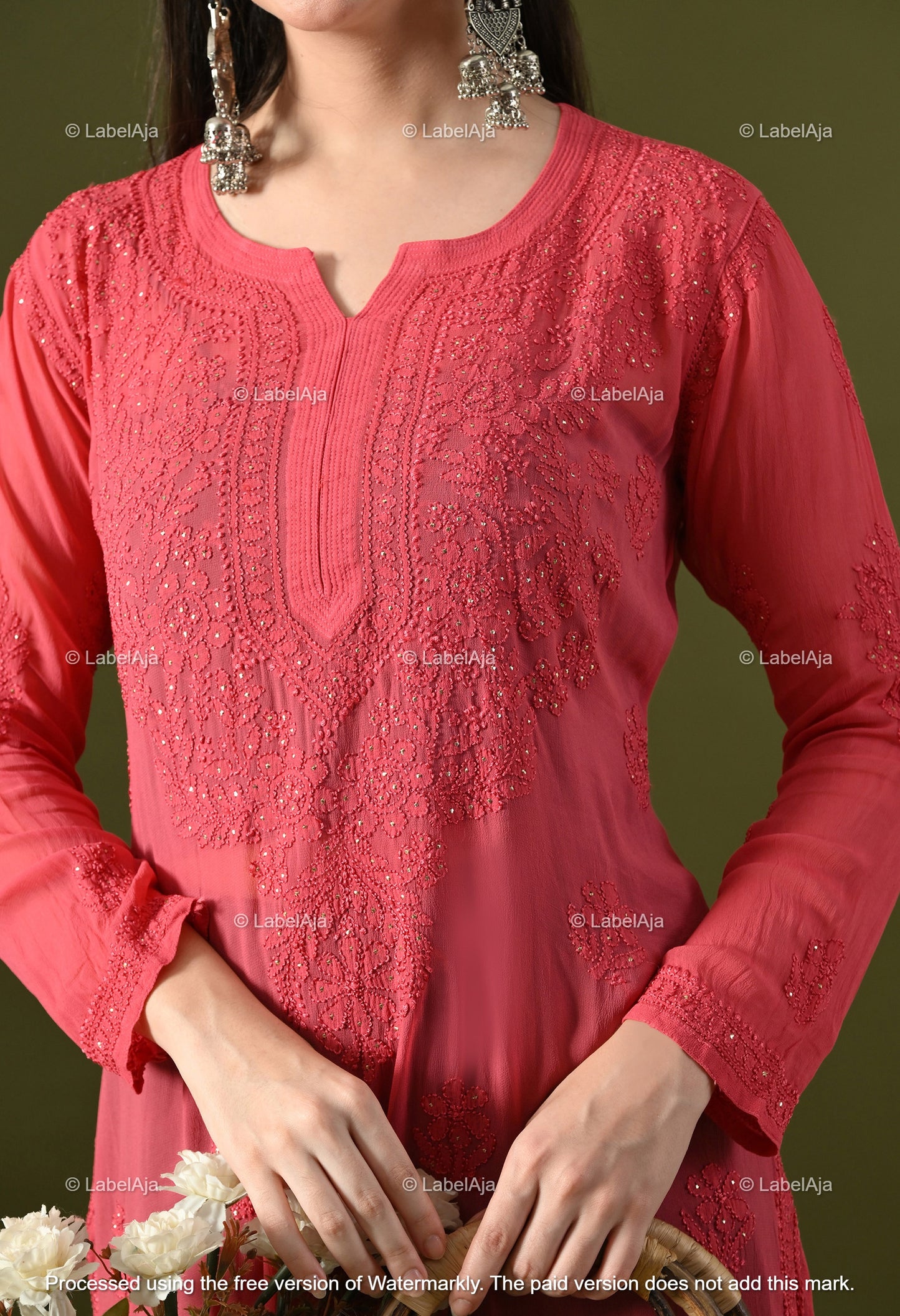 Hoor Viscose kurti with Mukaish work