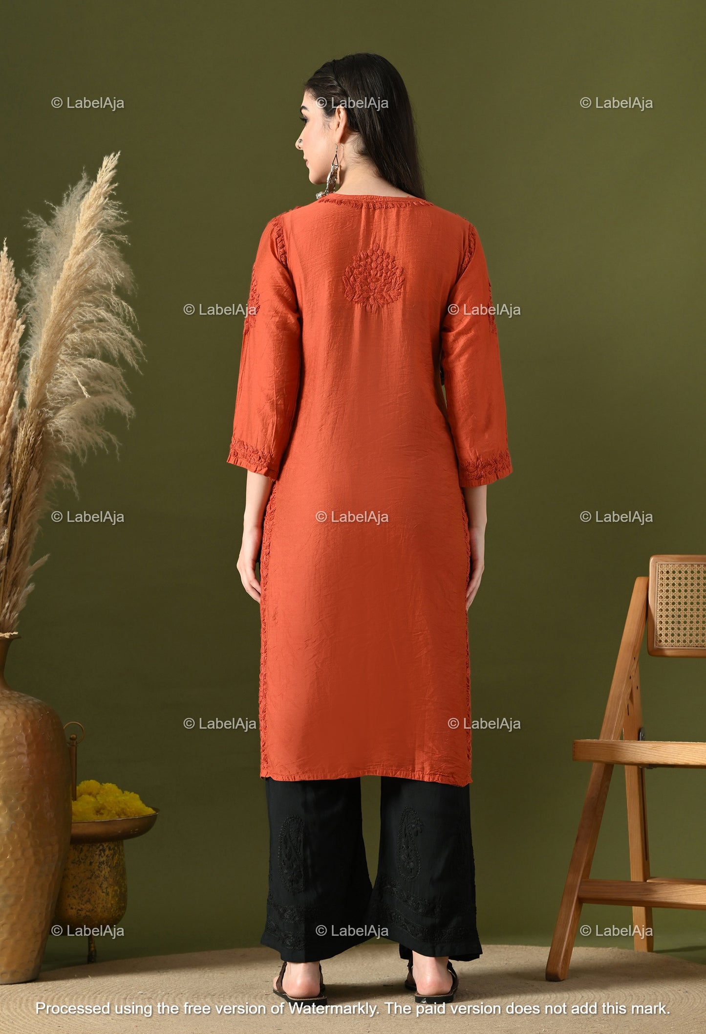 Anika Chanderi silk Chikankari kurti
