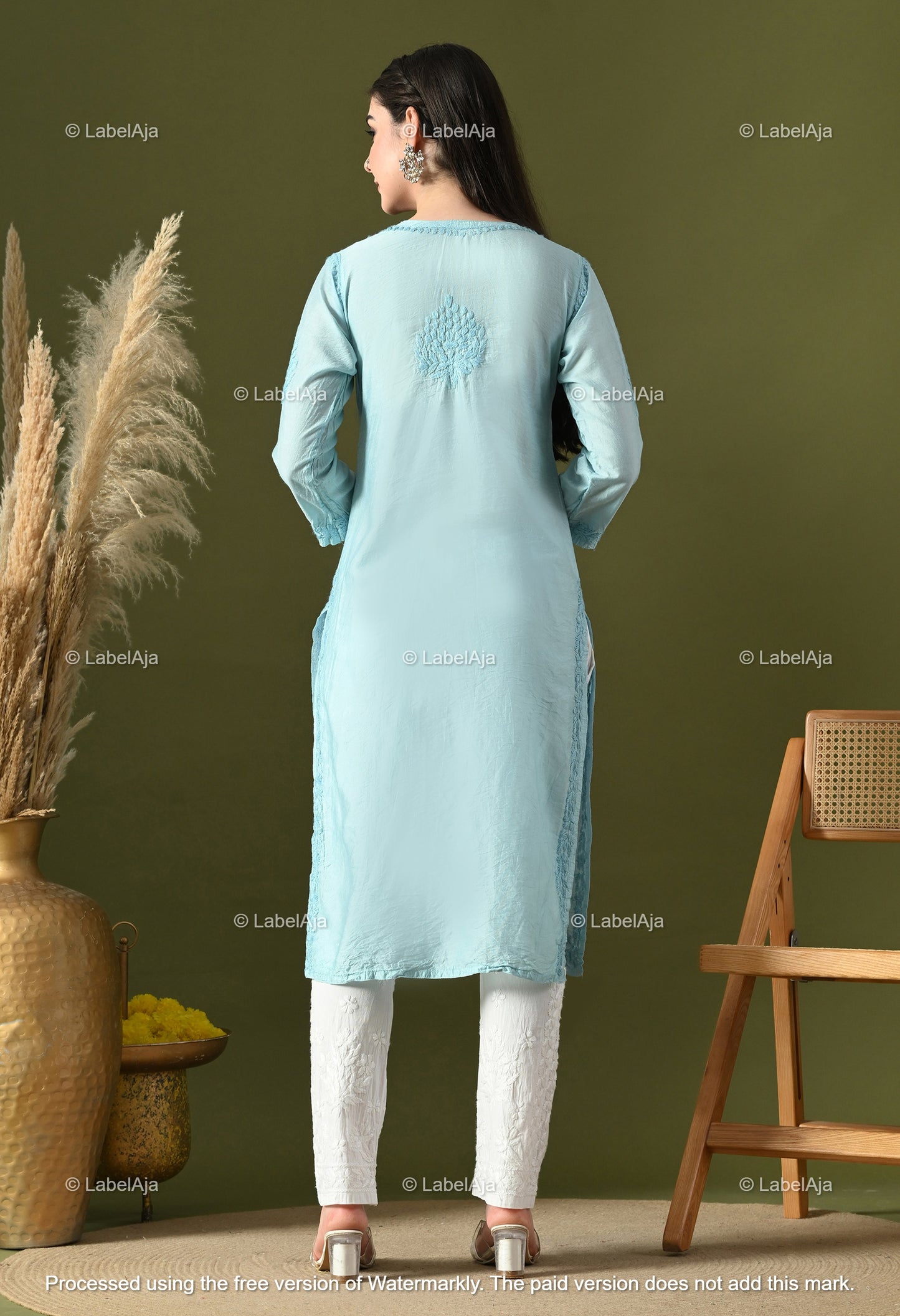Anika Chanderi silk Chikankari kurti
