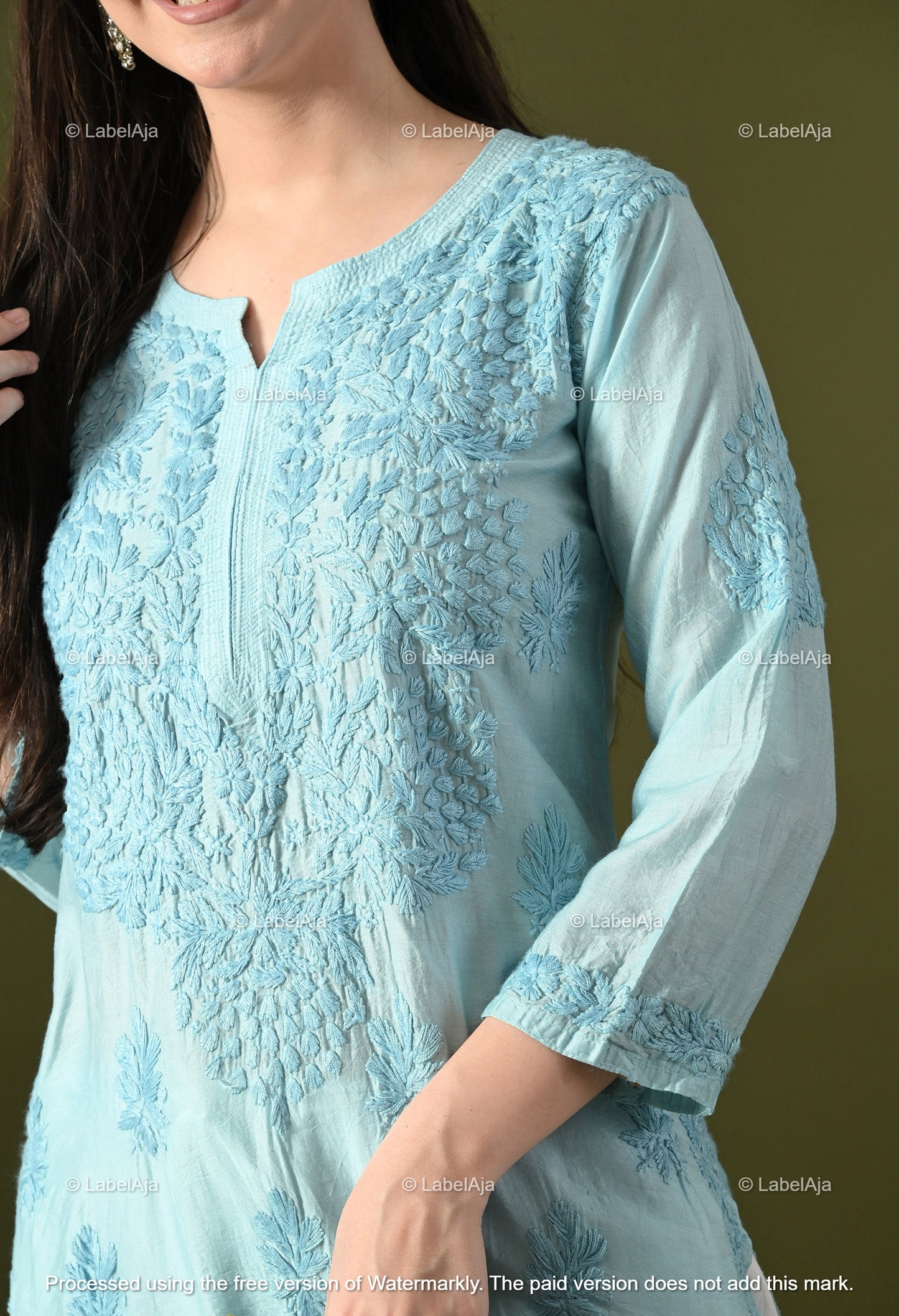 Anika Chanderi silk Chikankari kurti