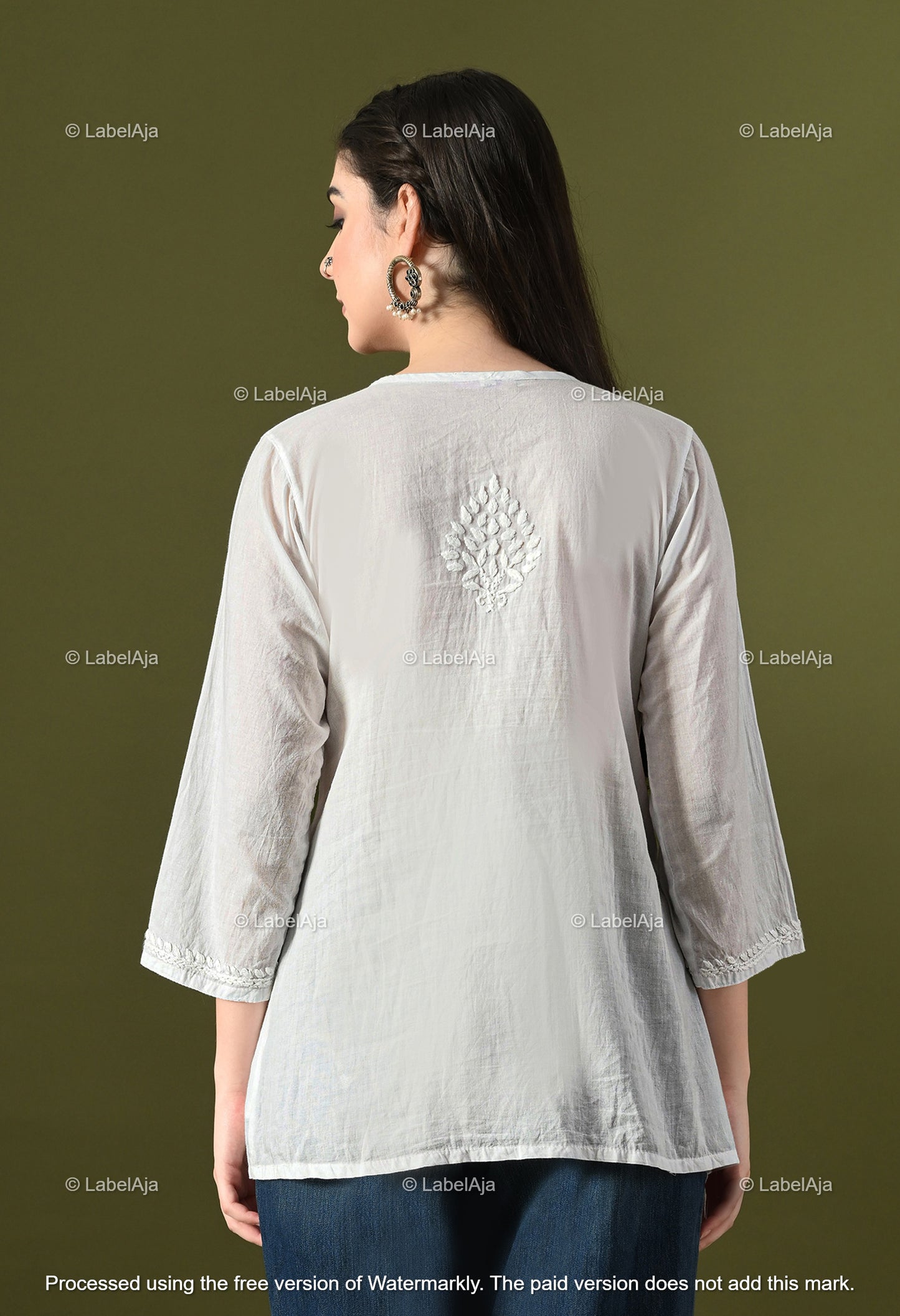 Mul cotton chikankari Top with Shrug