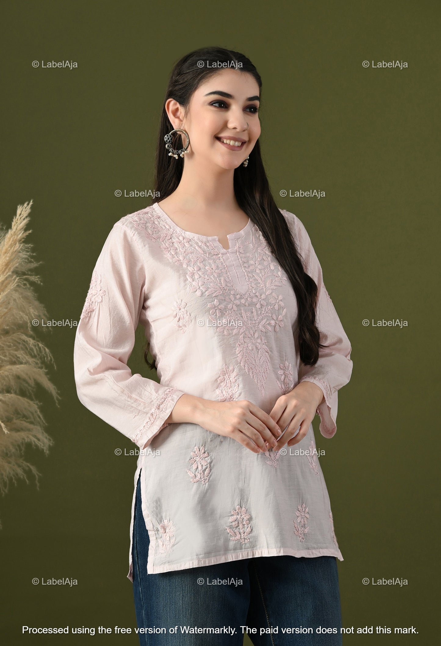 Amaya chanderi silk chikankari short top