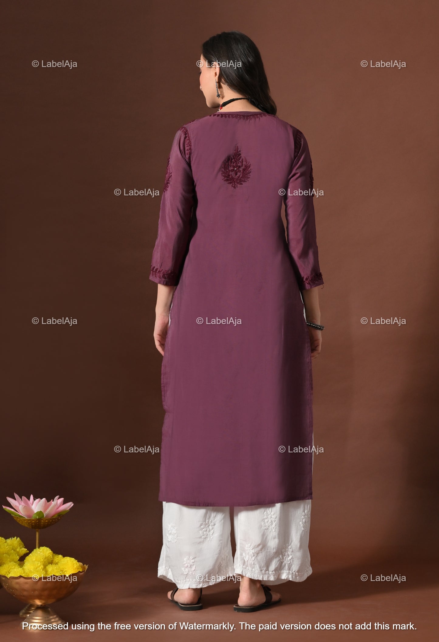 Nakshtra Chanderi silk Mukaish work Chikankari kurti