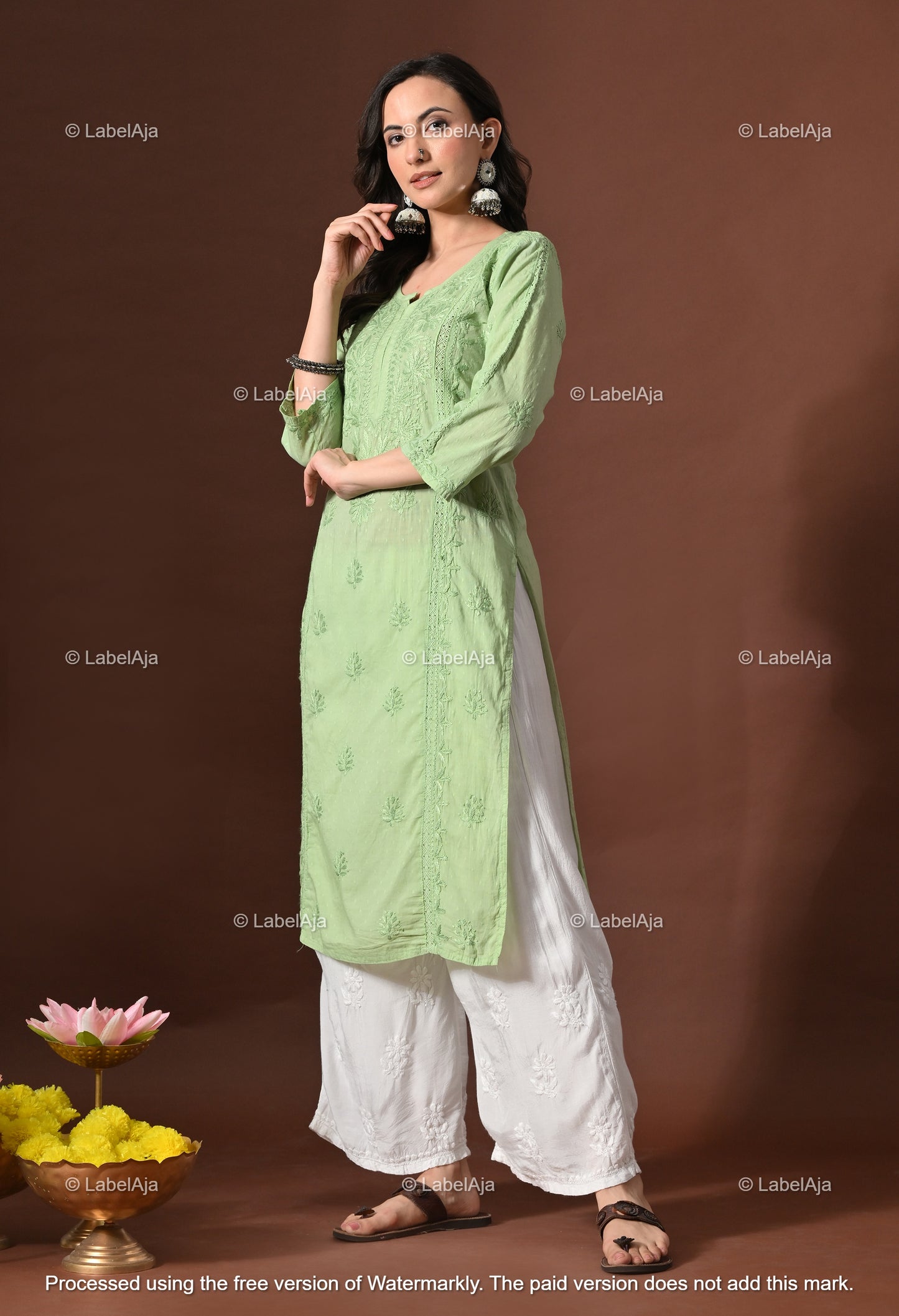 Anvi soft cotton long chikankari kurti