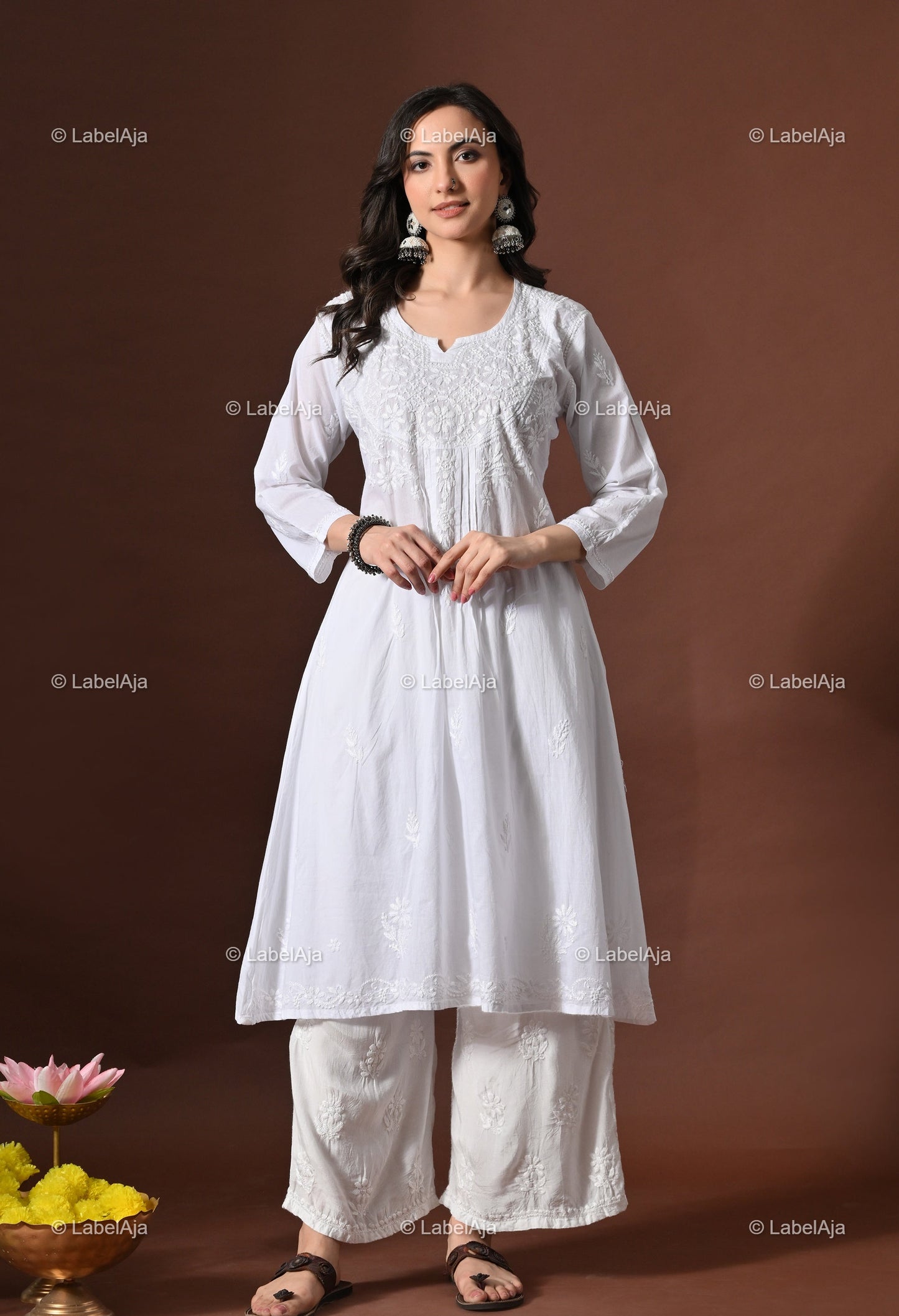 Aaira mul Cotton chikankari A-Line kurti