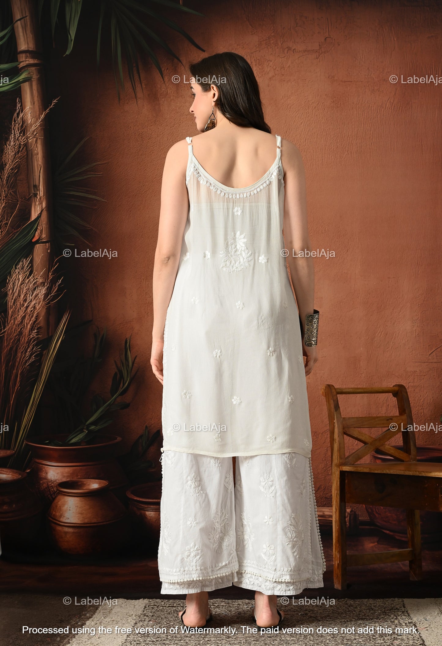 Strappy Viscose chikankari short top