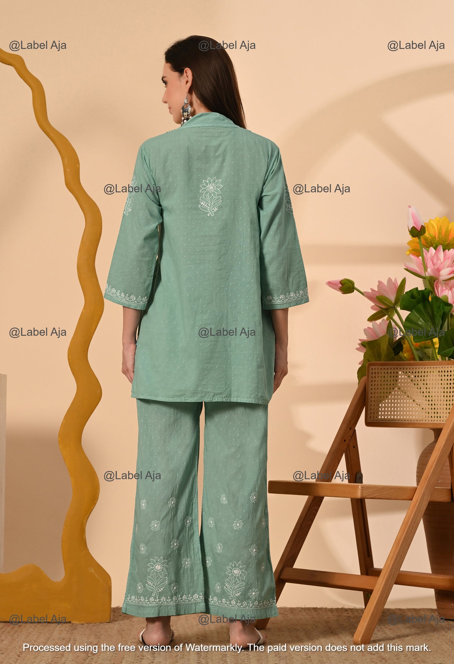 Zoya Dobby cotton hand embroidered Co-ord set