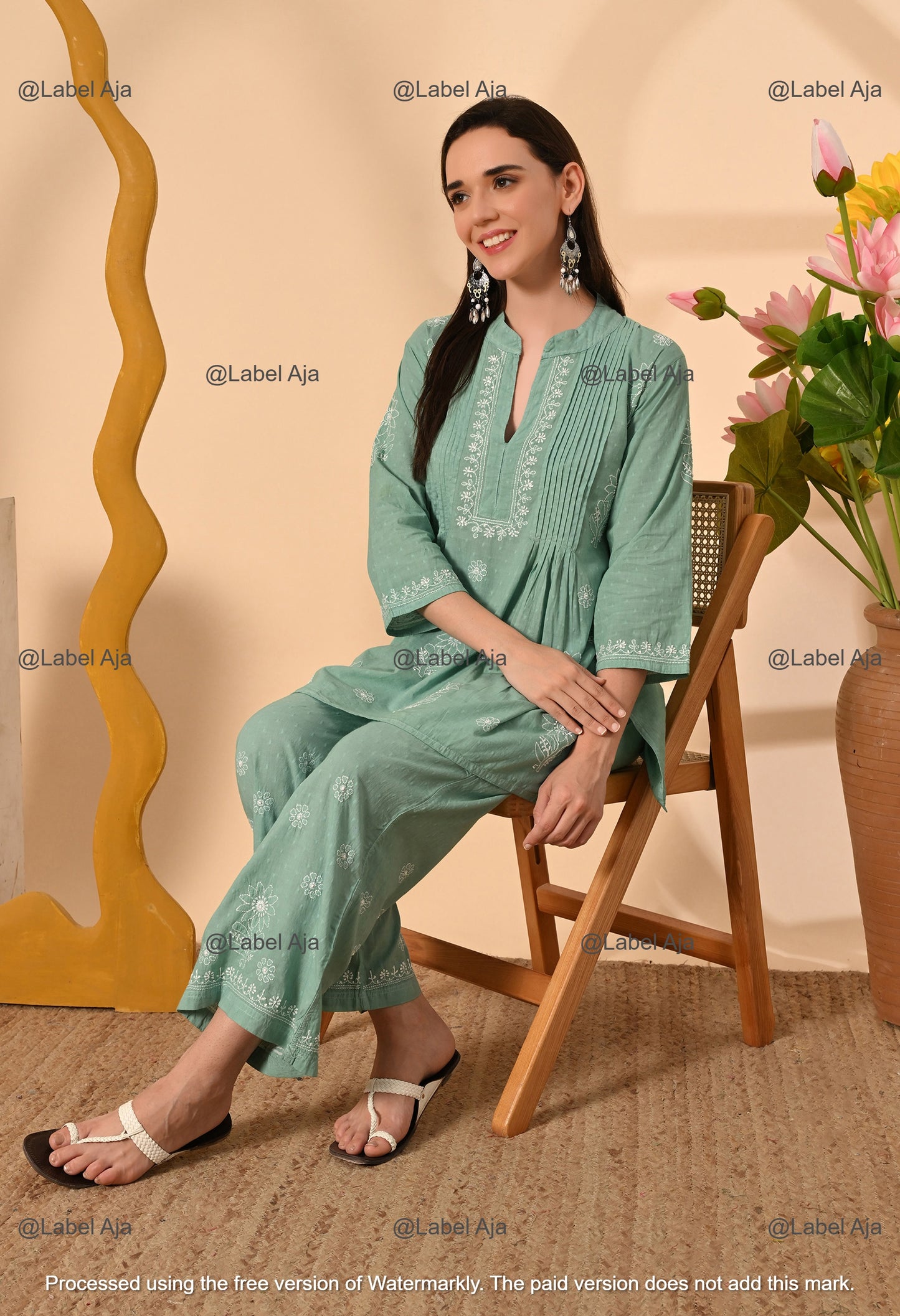 Zoya Dobby cotton hand embroidered Co-ord set