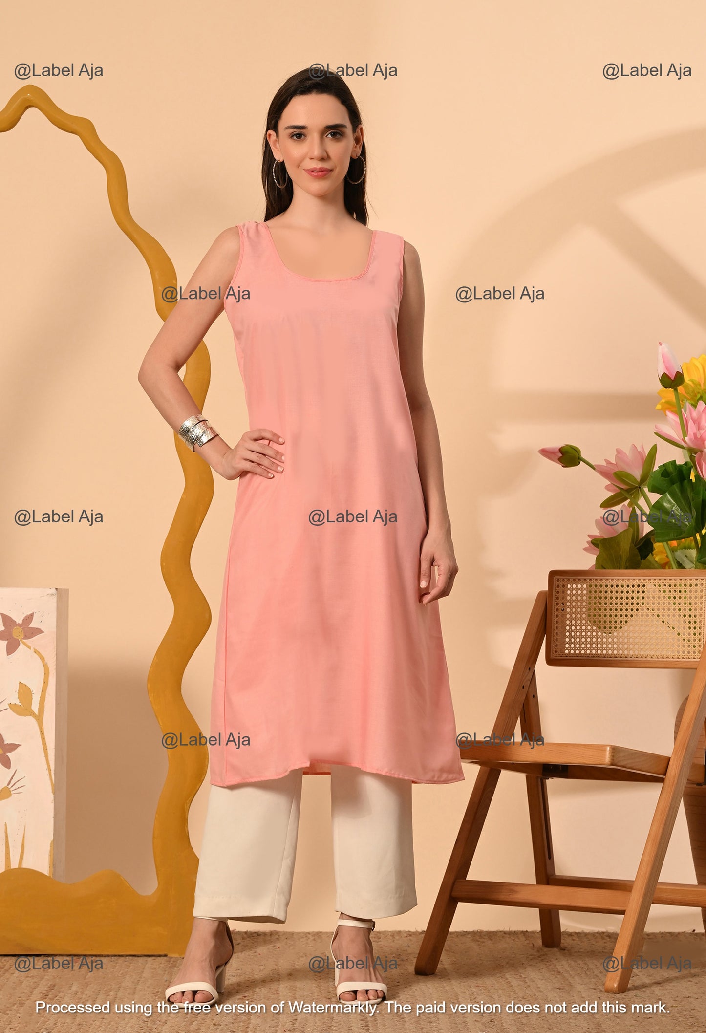 Sara Organza long Angarkha with matching A-Line slip