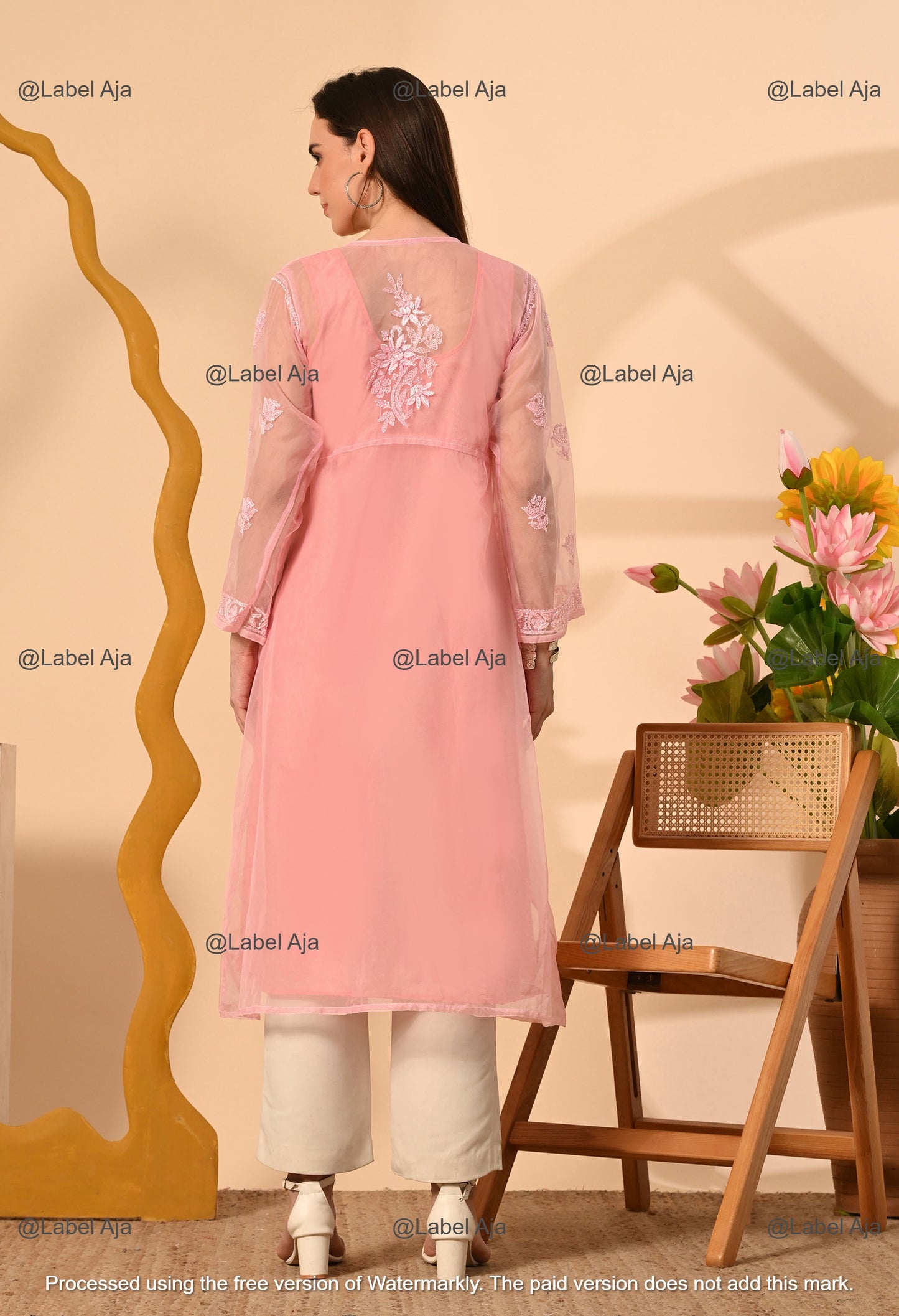 Sara Organza long Angarkha with matching A-Line slip