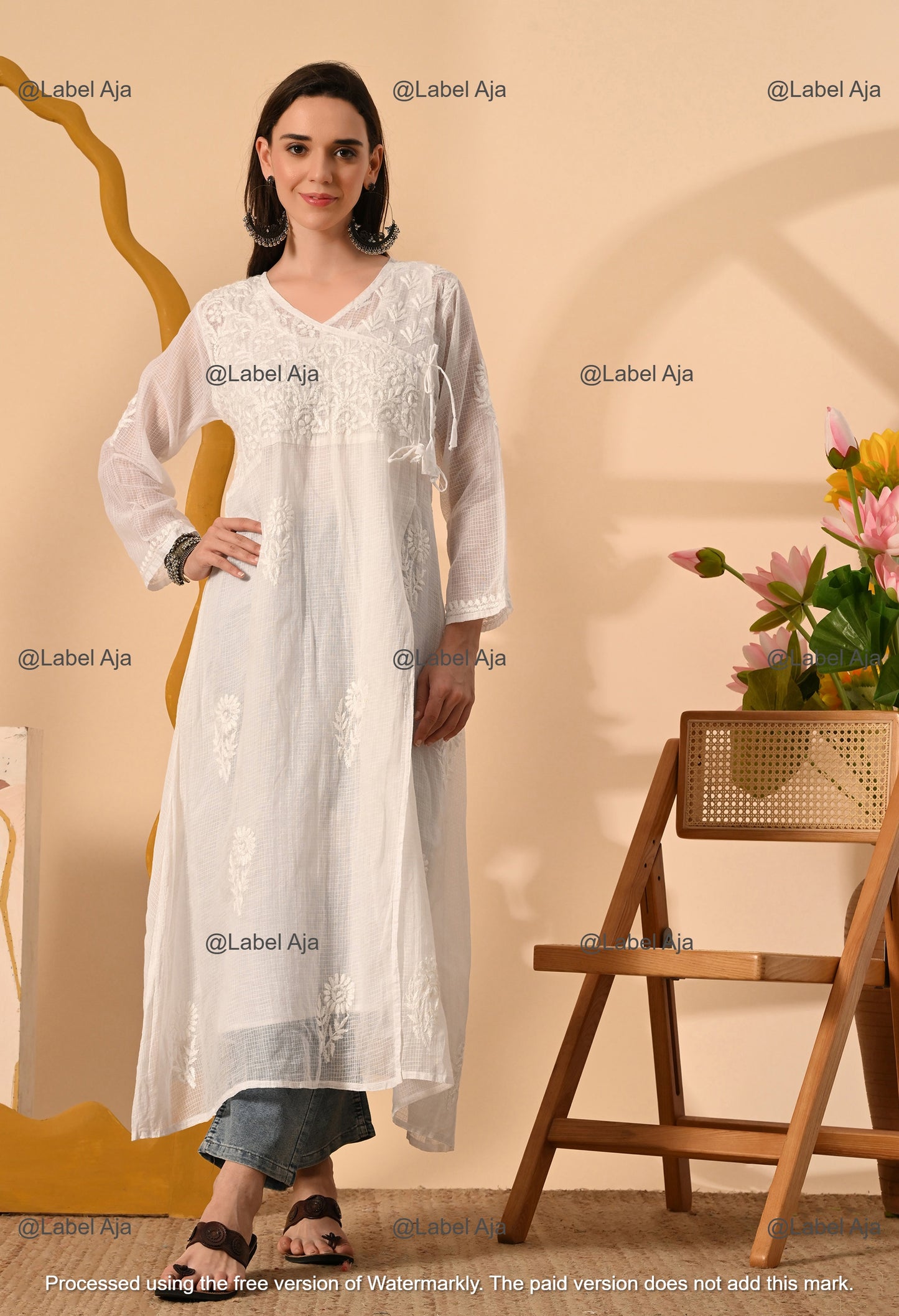Myra Kota cotton long Angarkha with A-Line slip