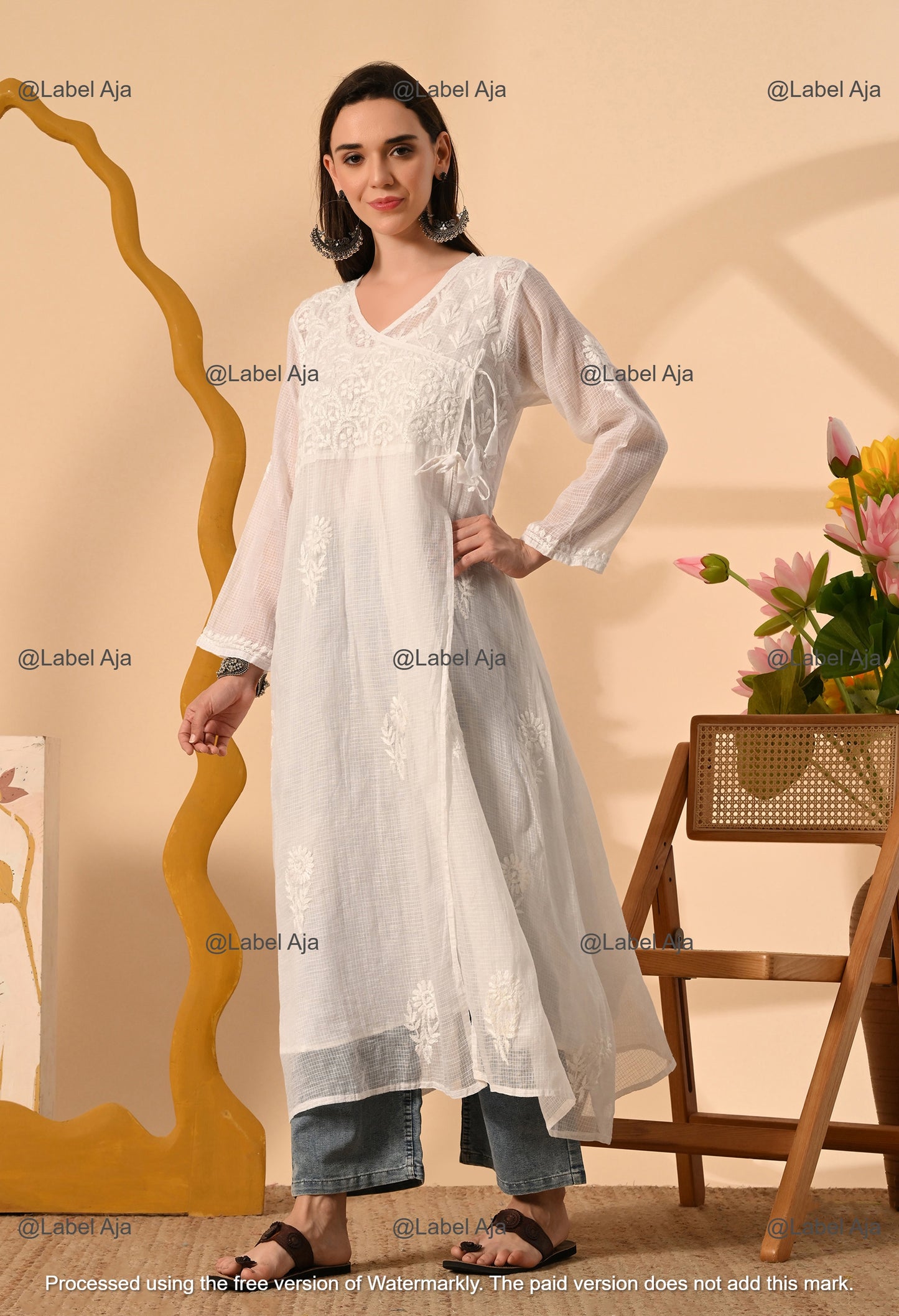 Myra Kota cotton long Angarkha with A-Line slip