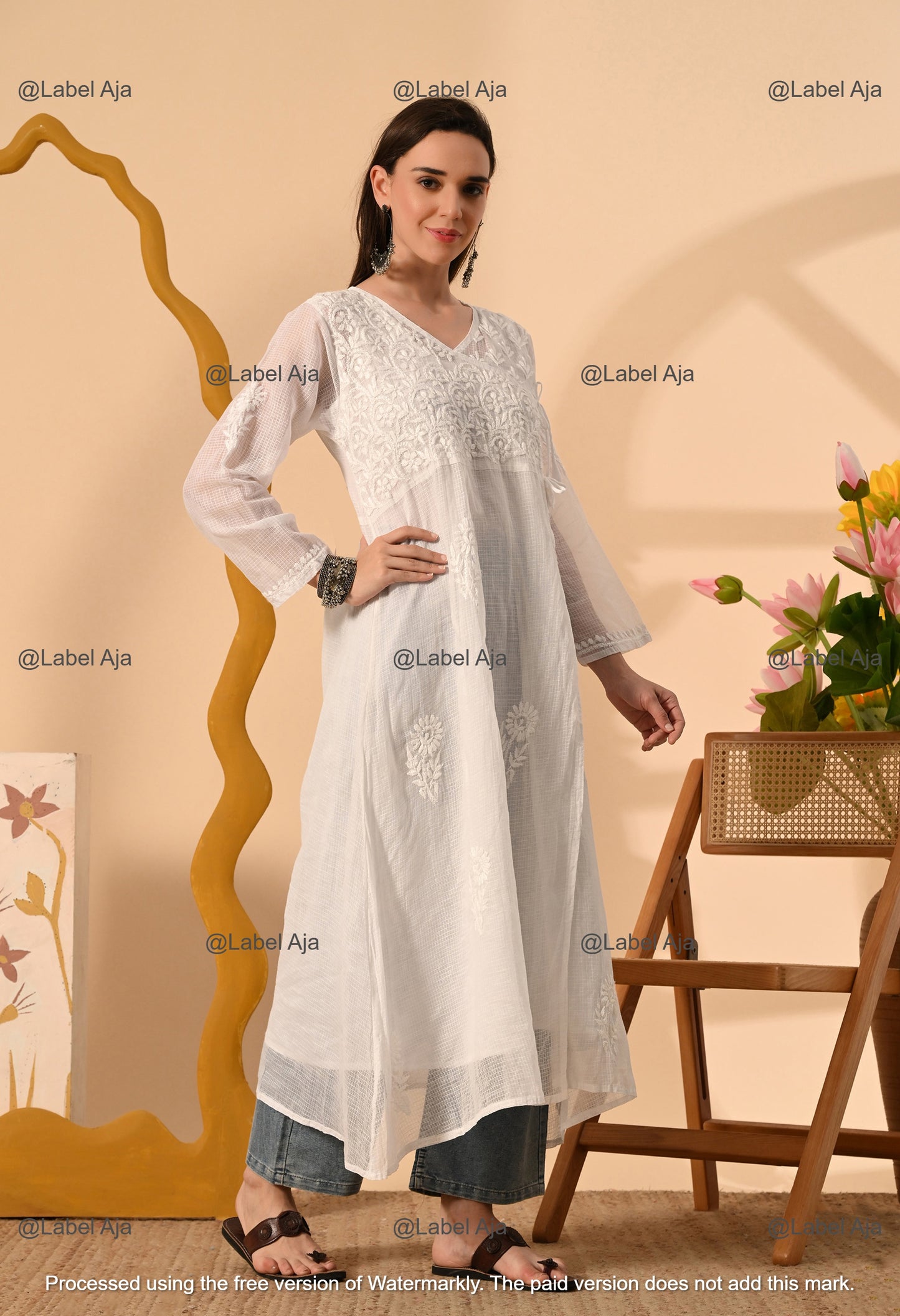 Myra Kota cotton long Angarkha with A-Line slip