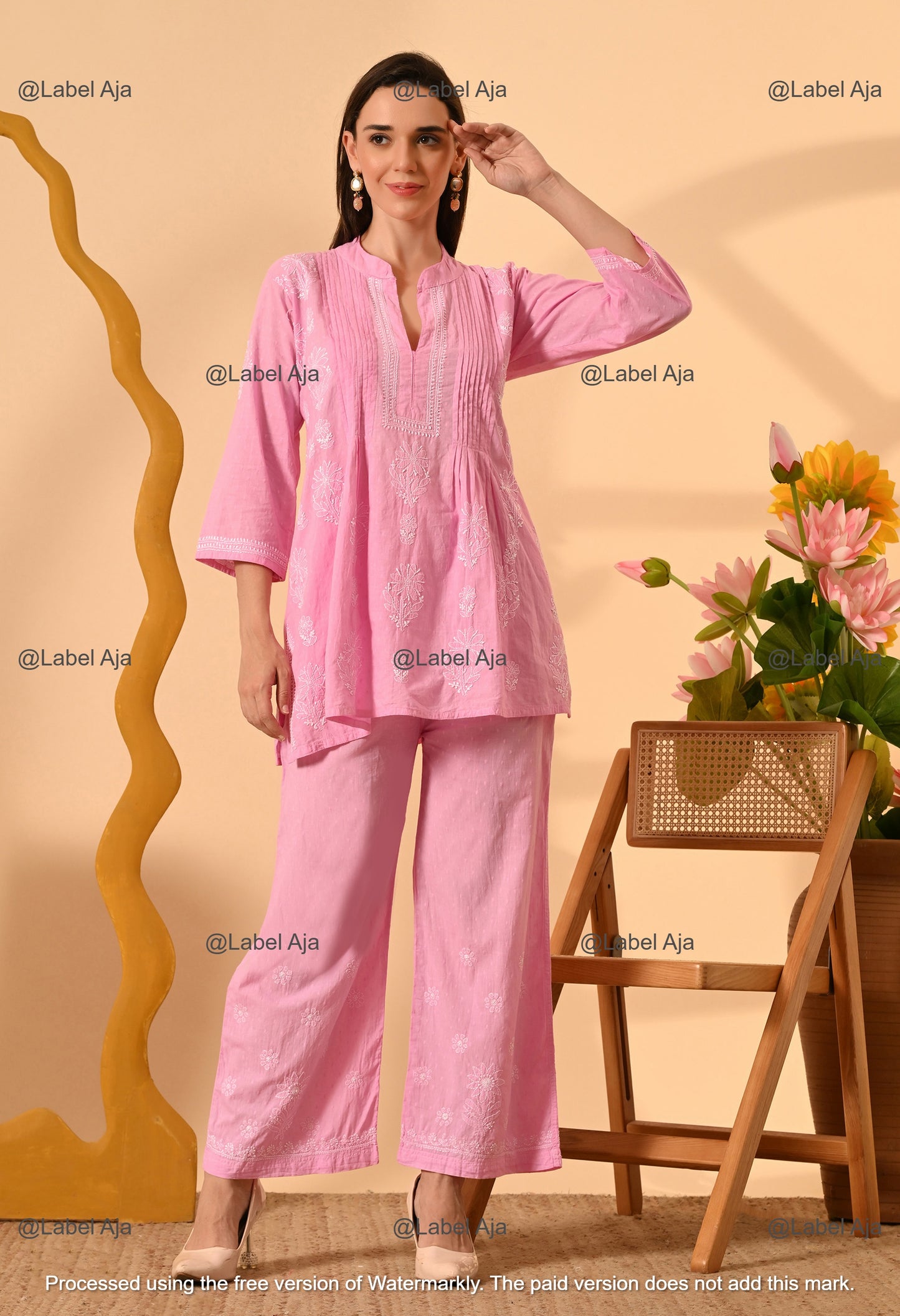 Zoya Dobby cotton hand embroidered Co-ord set