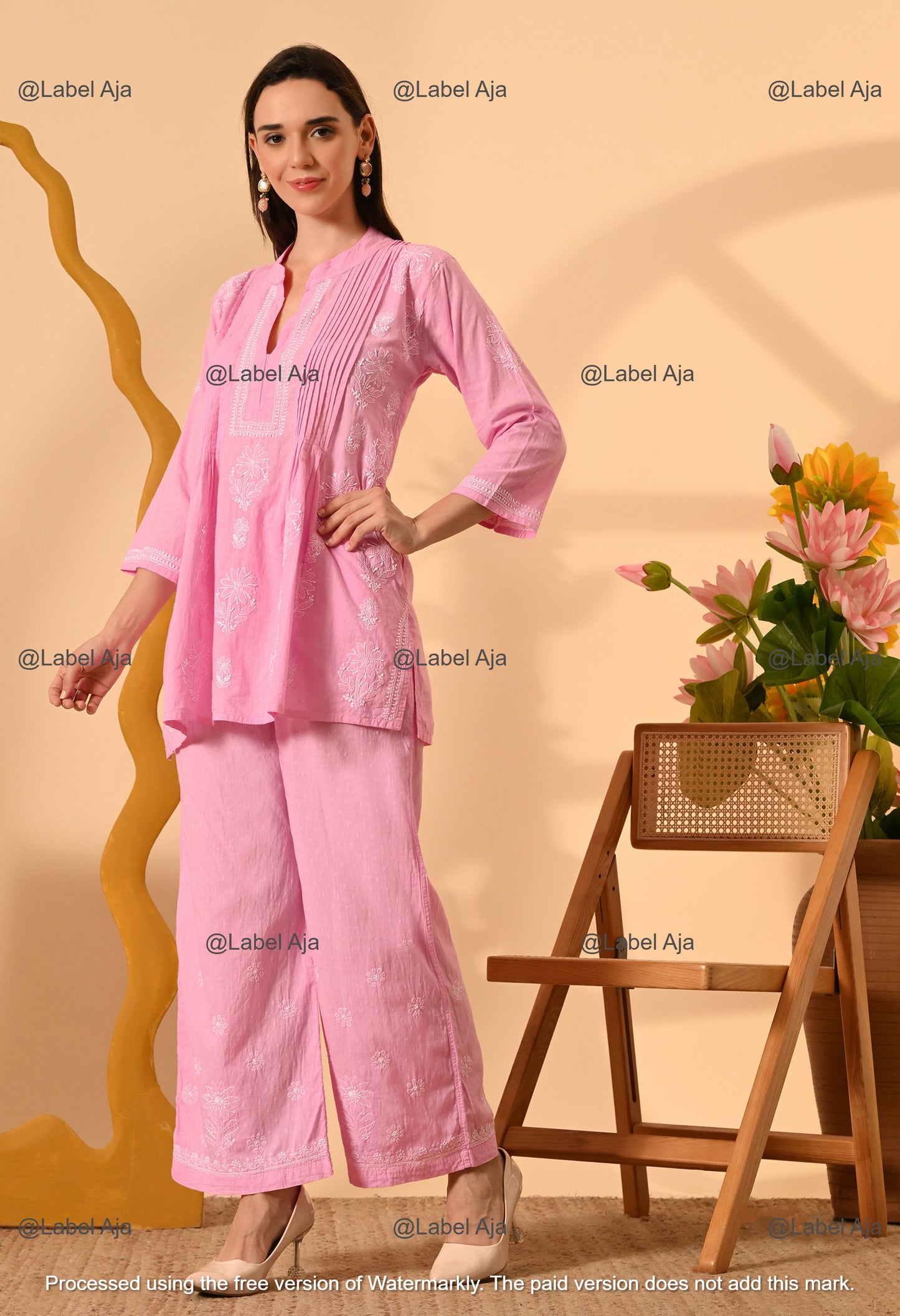 Zoya Dobby cotton hand embroidered Co-ord set