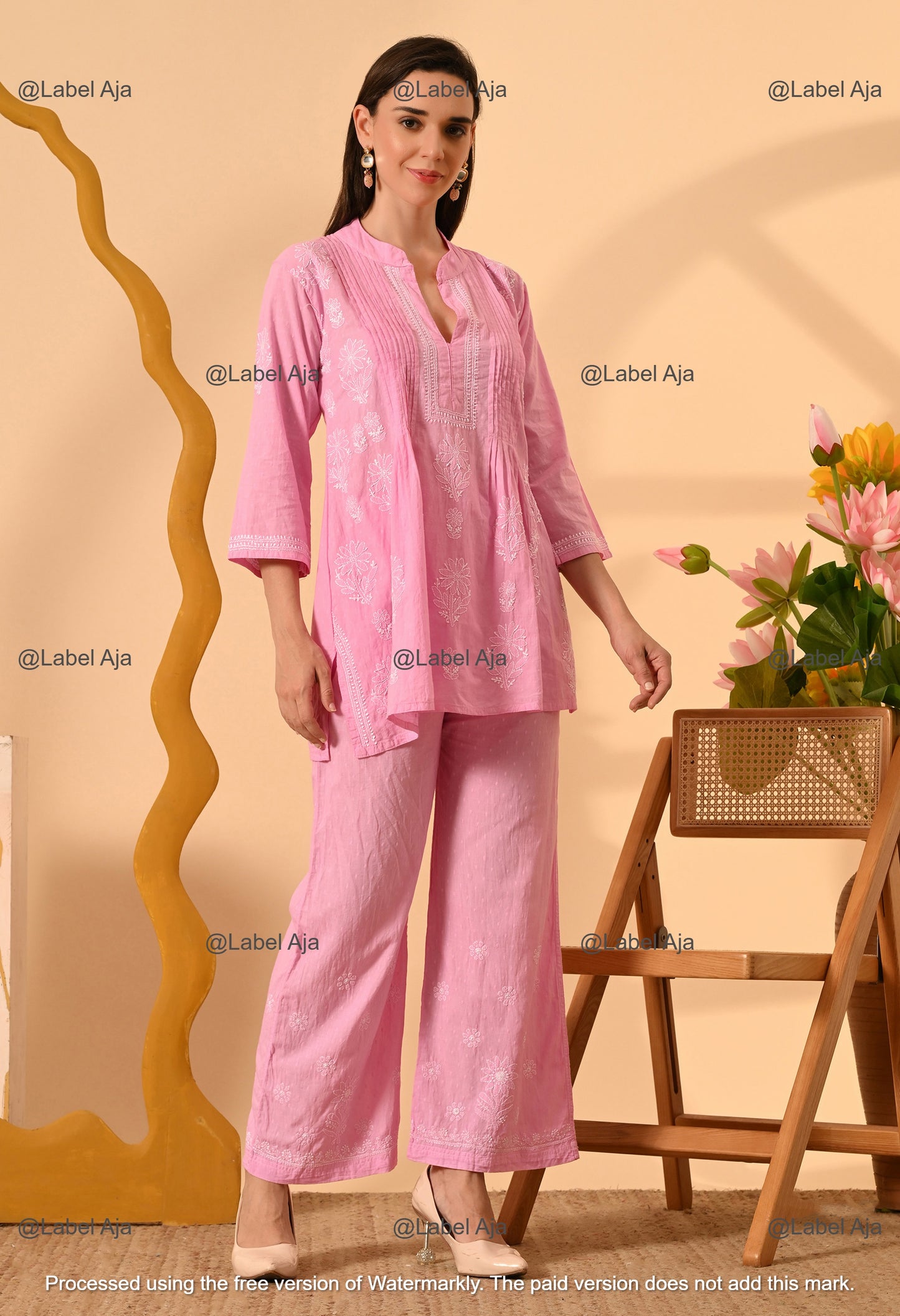 Zoya Dobby cotton hand embroidered Co-ord set