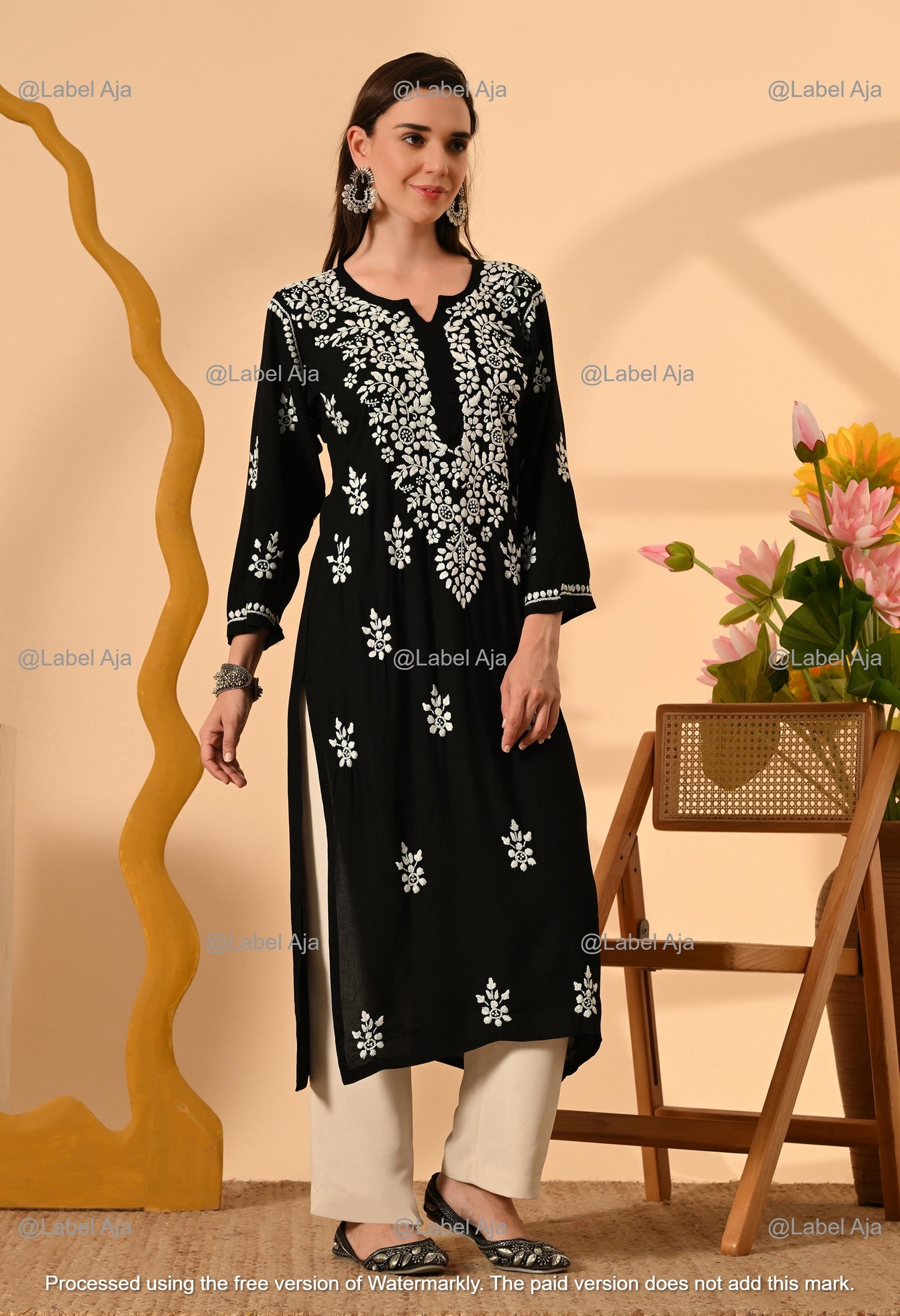 Prisha Rayon long chikankari kurti
