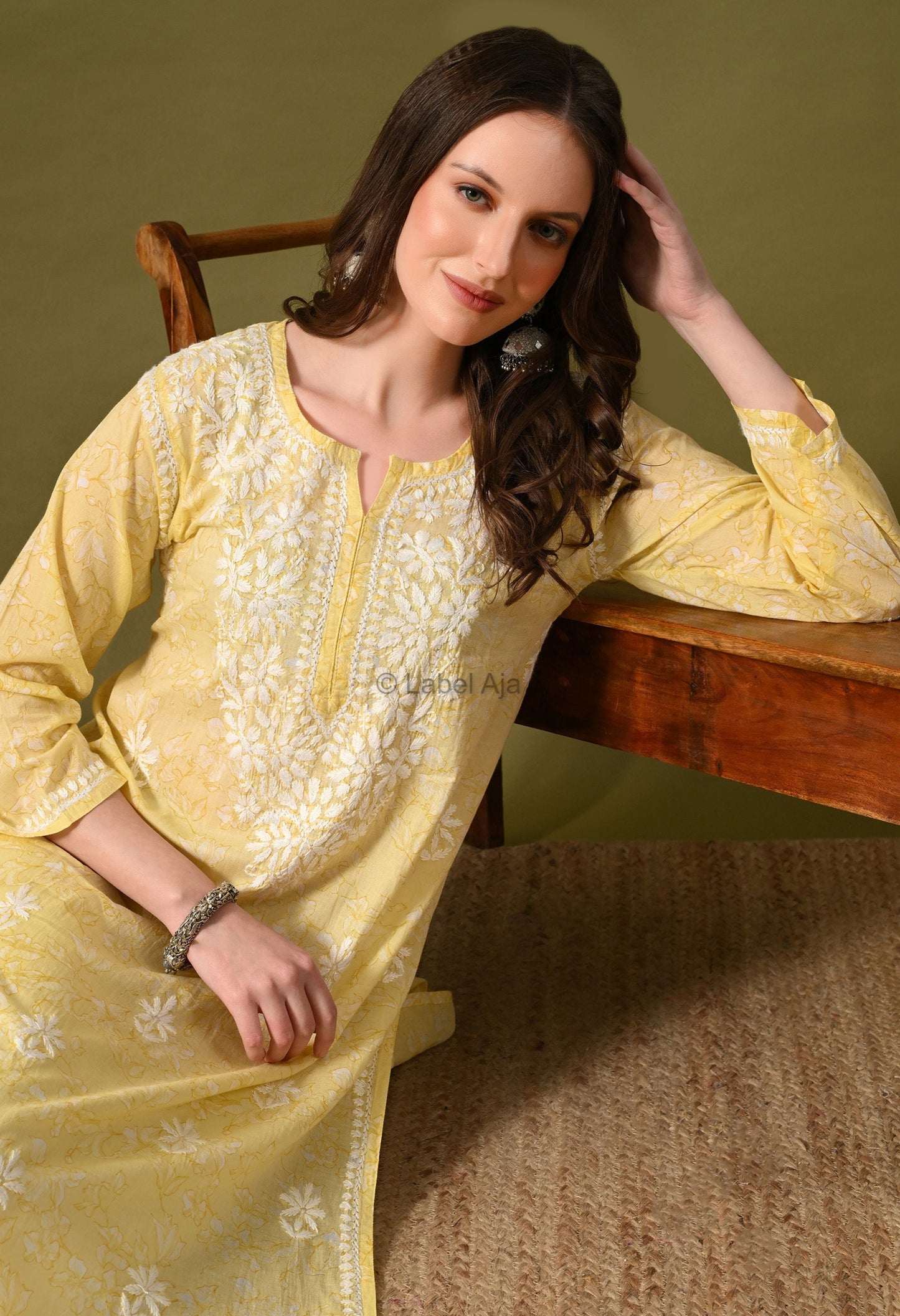 Malhar Mulmul long chikankari kurti