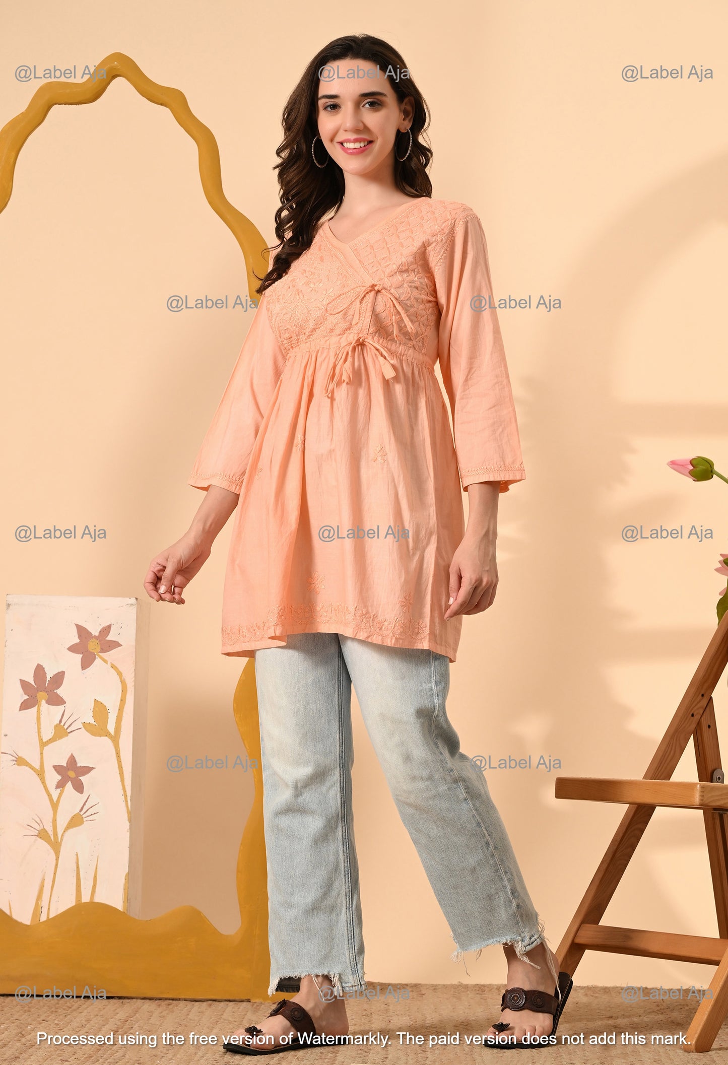 Kaya mul cotton angarkha short top