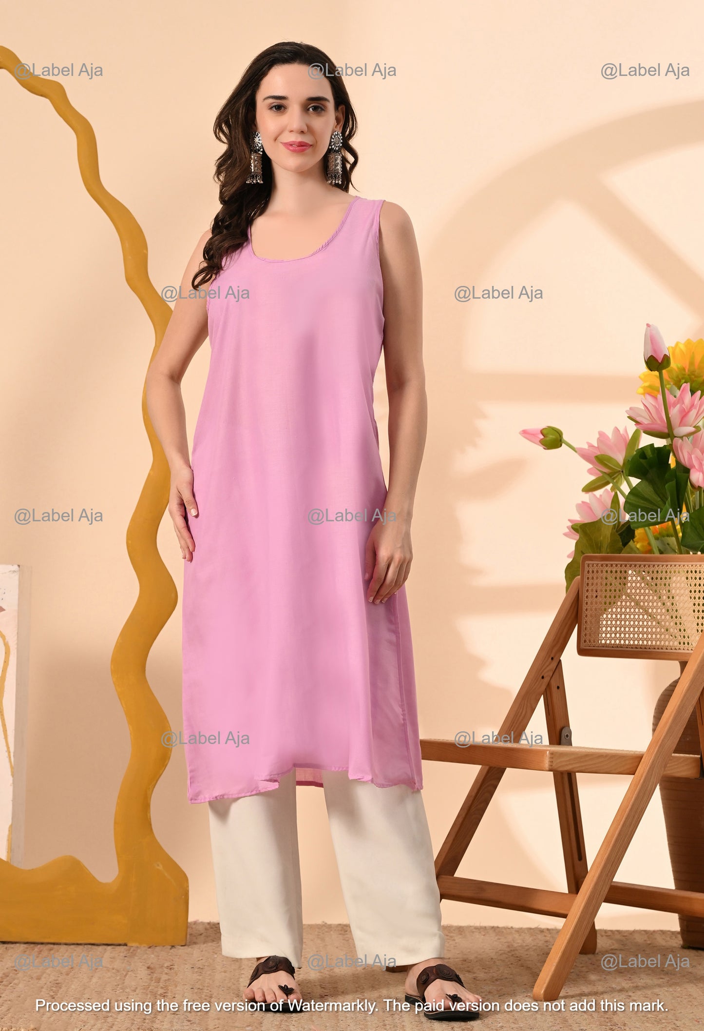 Sara Organza long Angarkha with matching A-Line slip