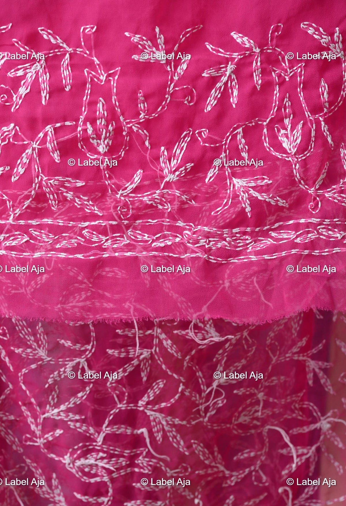 Georgette All-over work Chikankari Saree with Attached Blouse Piece