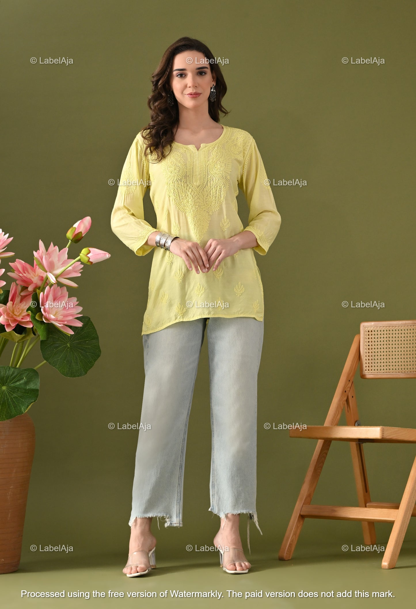Amelia muslin chikankari short top