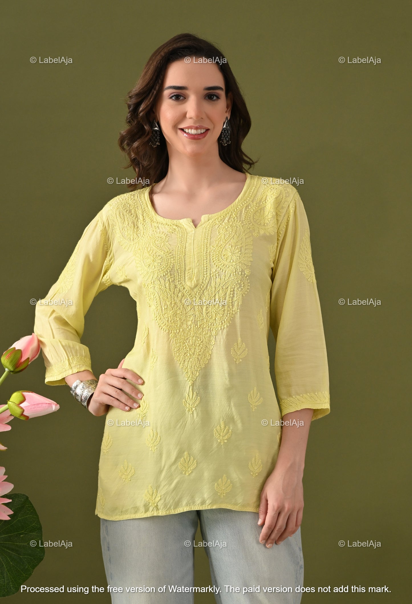 Amelia muslin chikankari short top