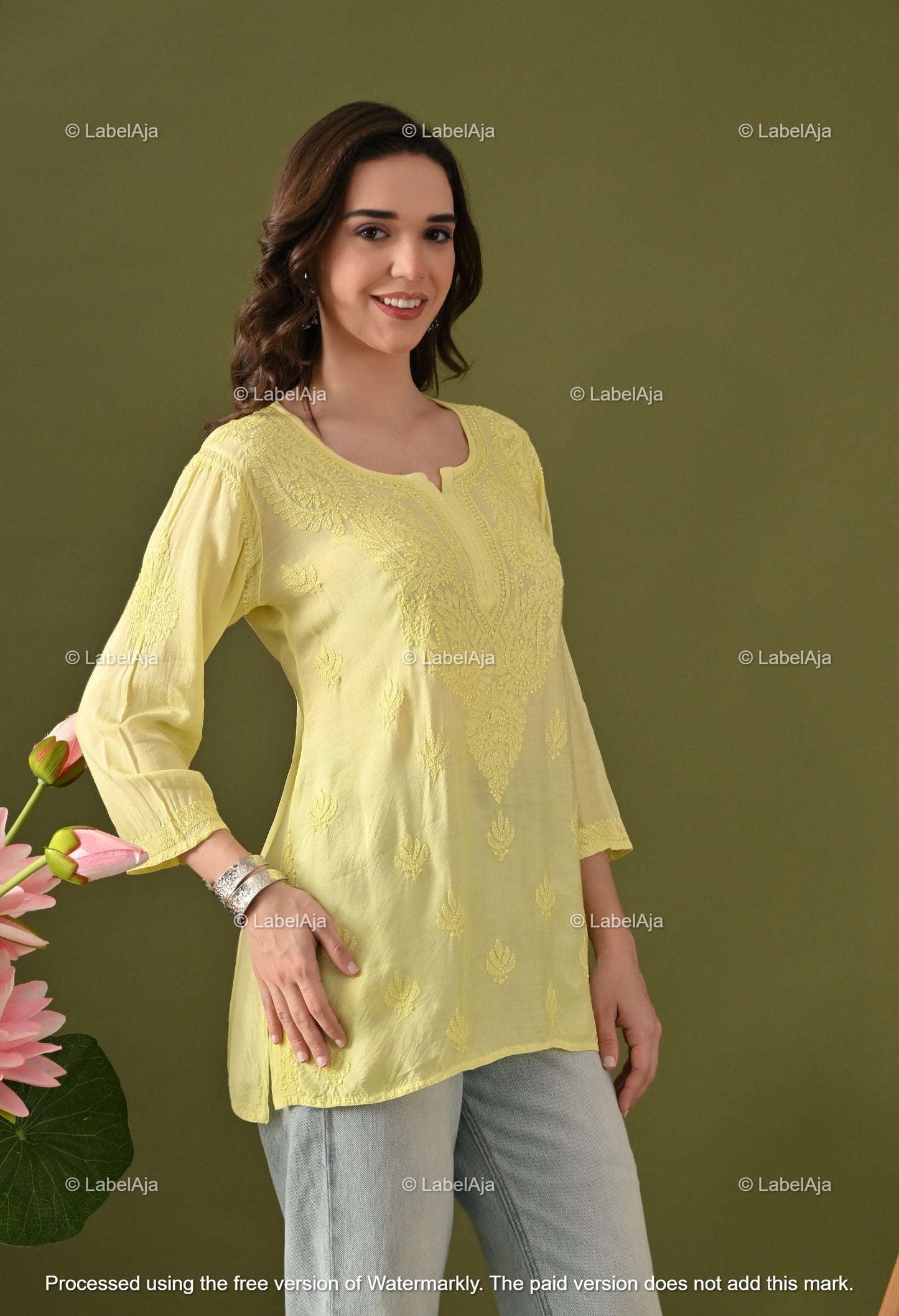 Amelia muslin chikankari short top