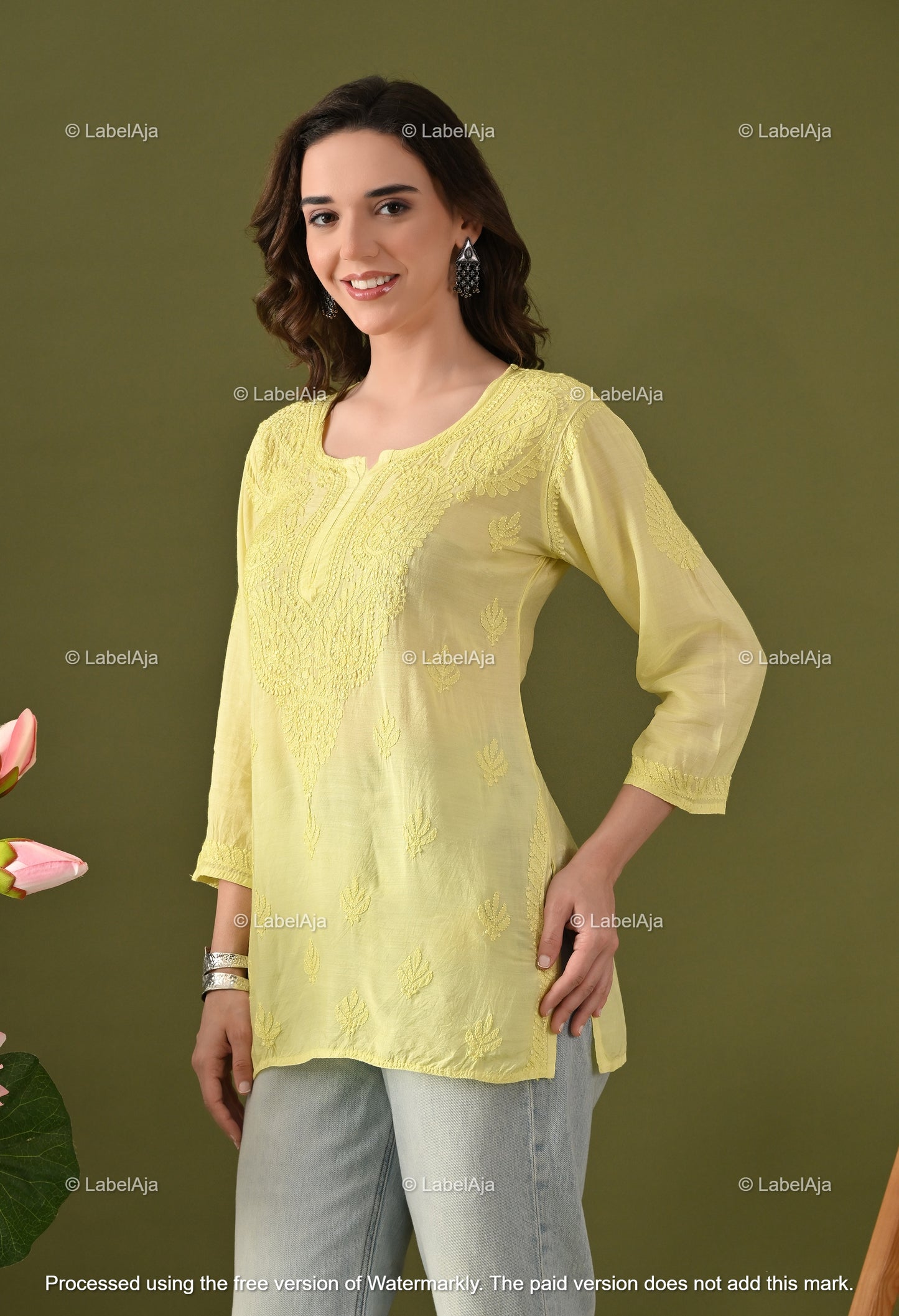 Amelia muslin chikankari short top