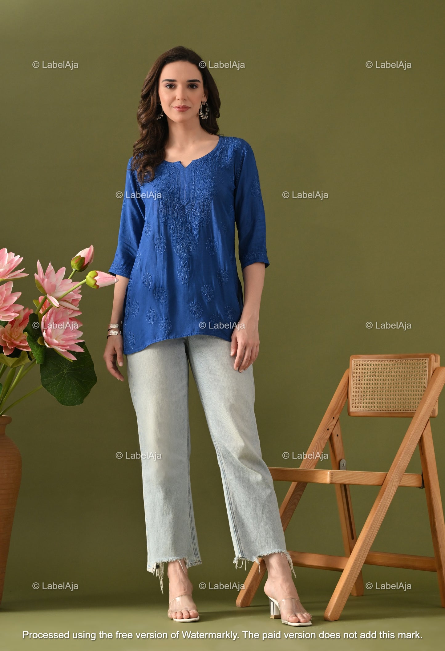 Amelia muslin chikankari short top