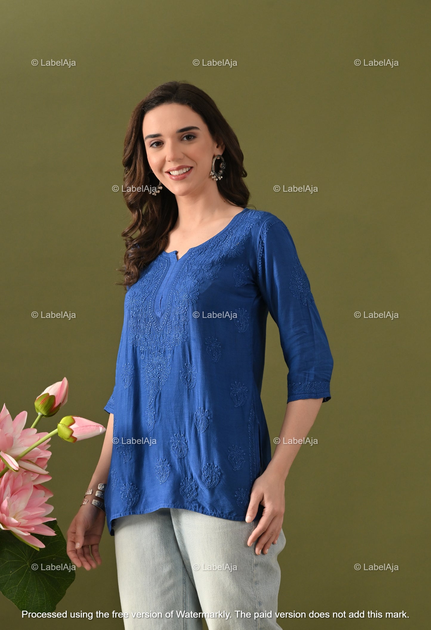Amelia muslin chikankari short top