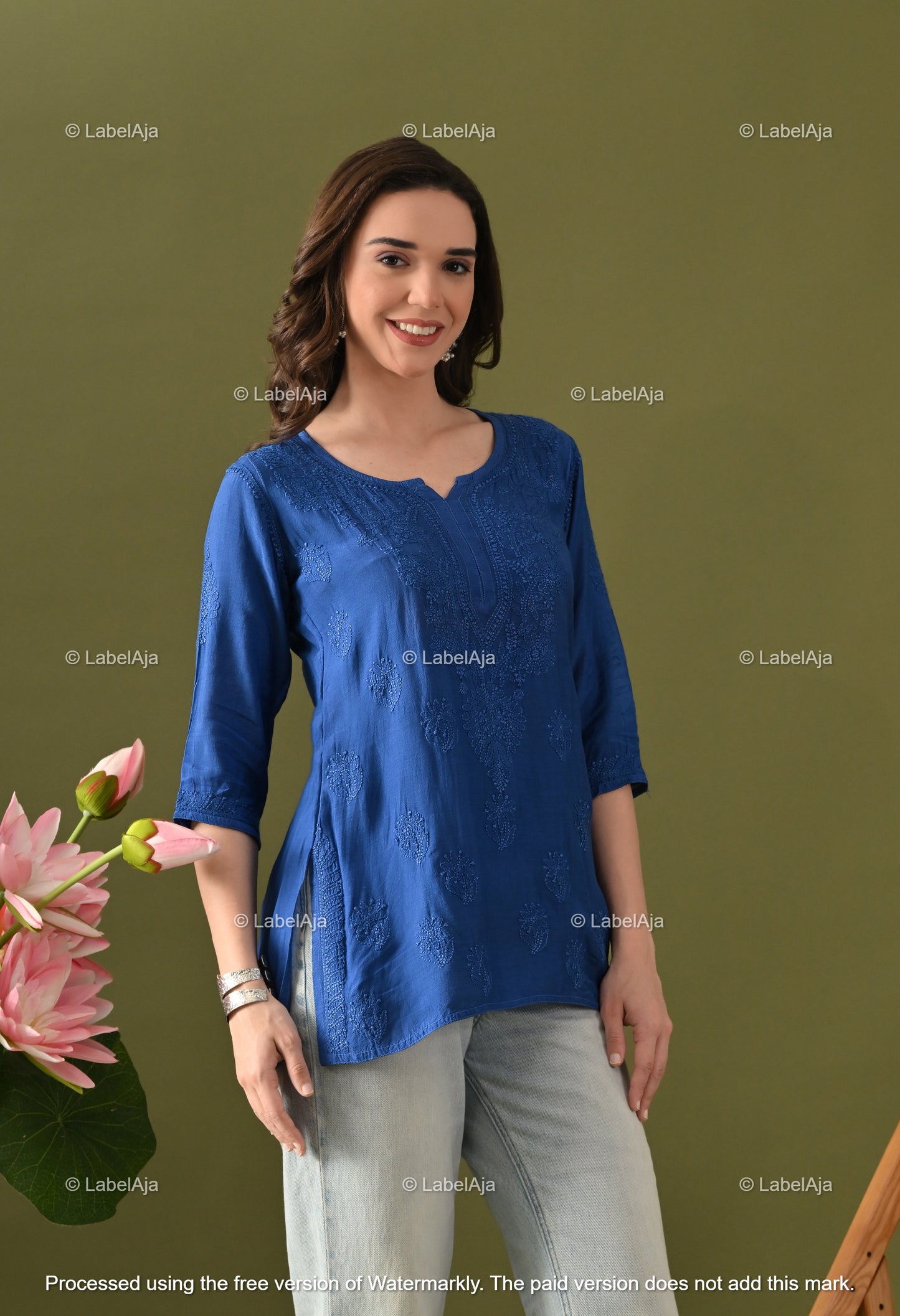 Amelia muslin chikankari short top