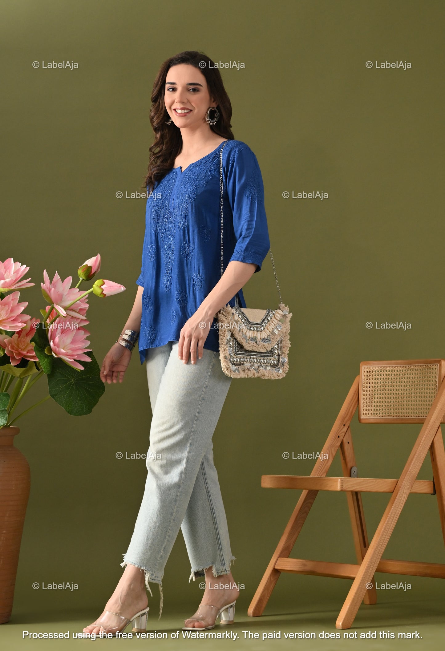 Amelia muslin chikankari short top