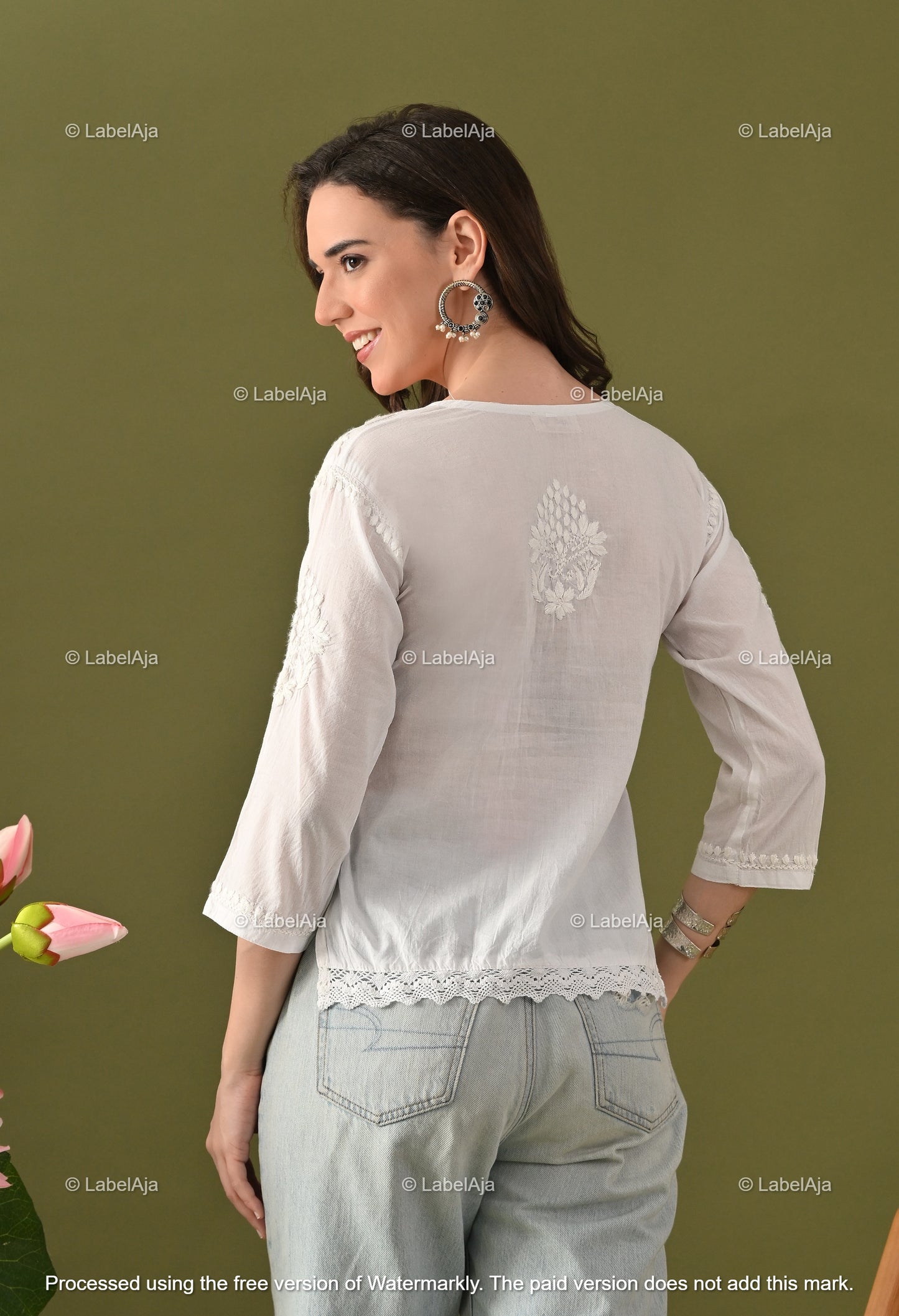 Enya mul cotton chikankari crop top