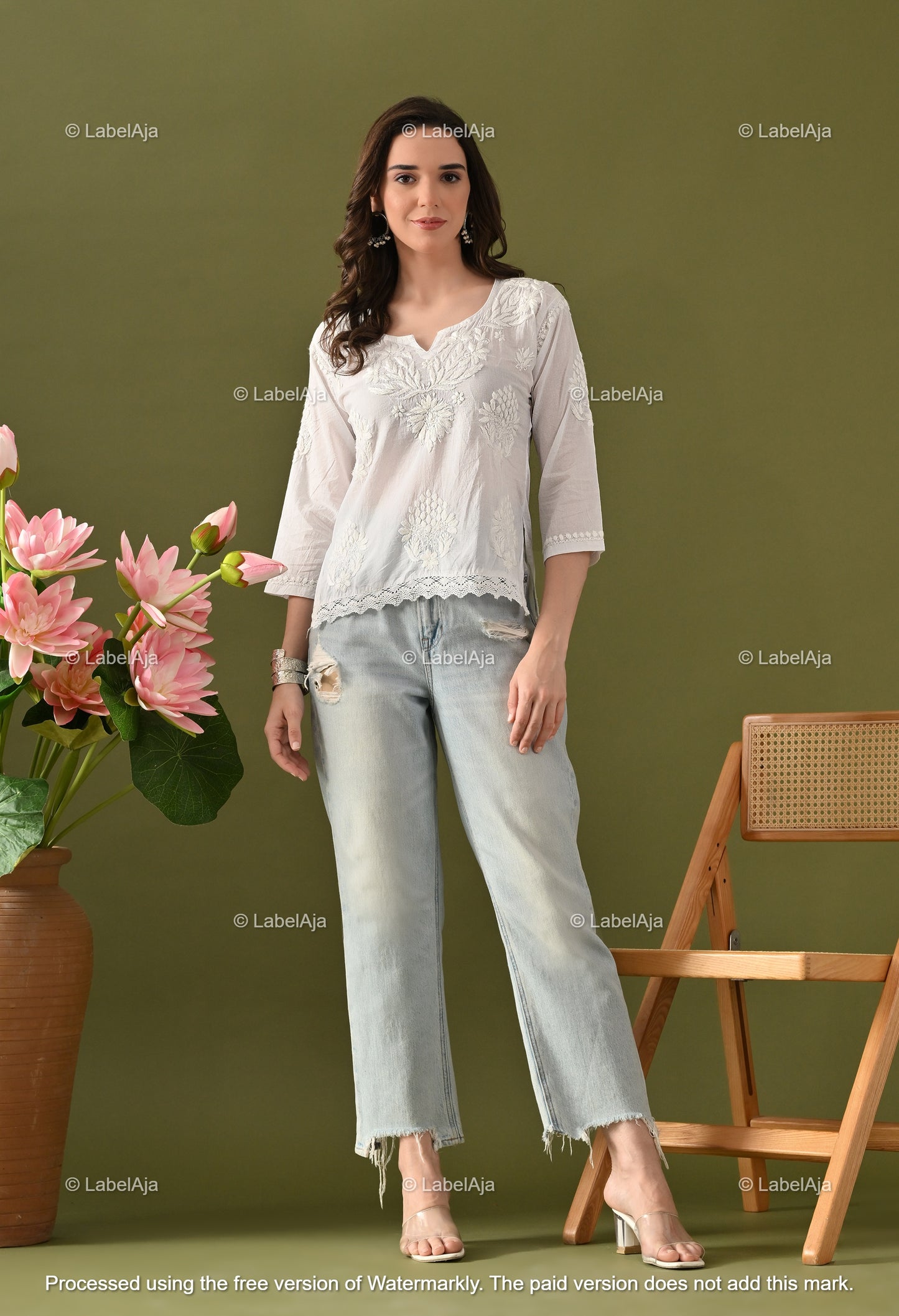 Enya mul cotton chikankari crop top