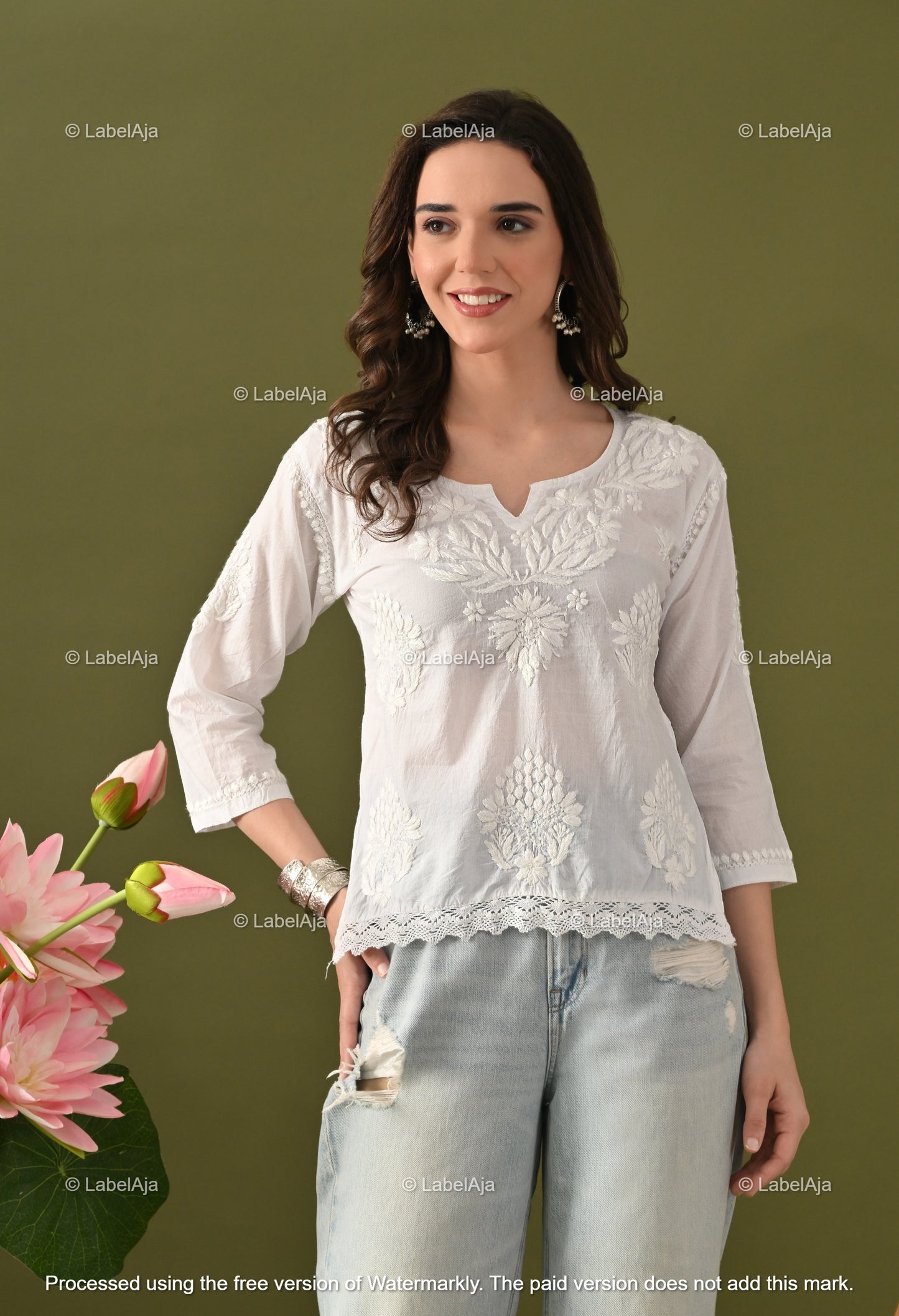 Enya mul cotton chikankari crop top