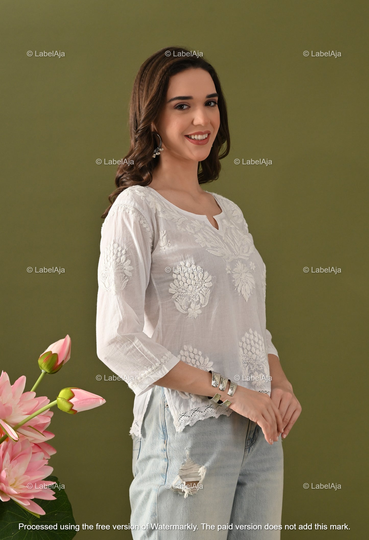 Enya mul cotton chikankari crop top