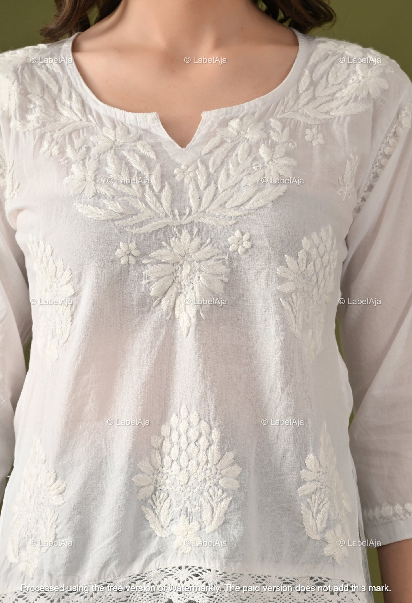 Enya mul cotton chikankari crop top