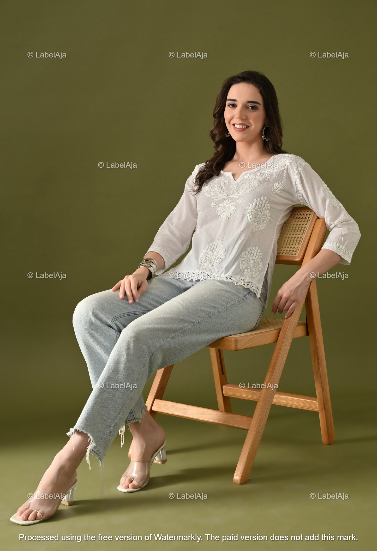 Enya mul cotton chikankari crop top