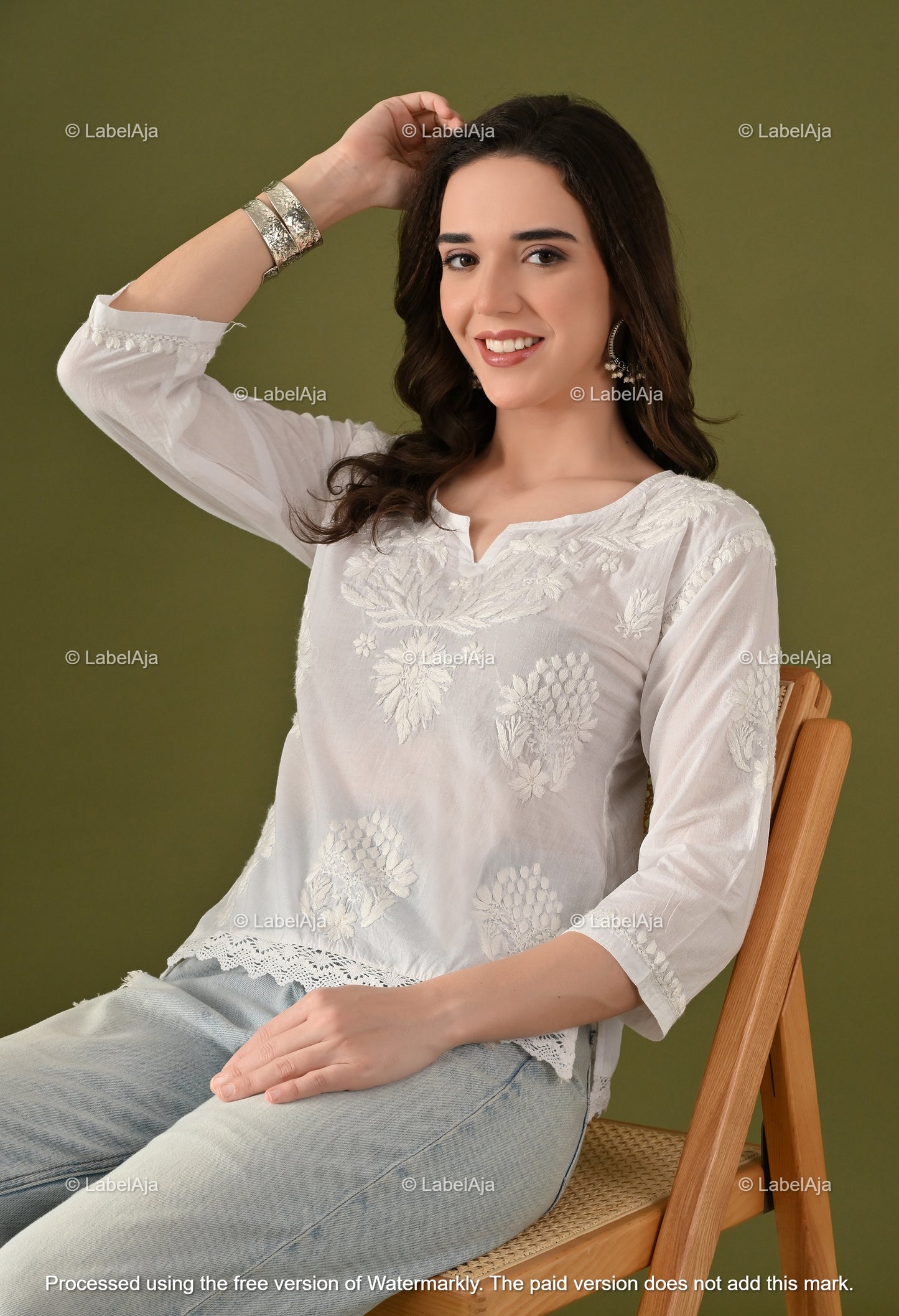 Enya mul cotton chikankari crop top
