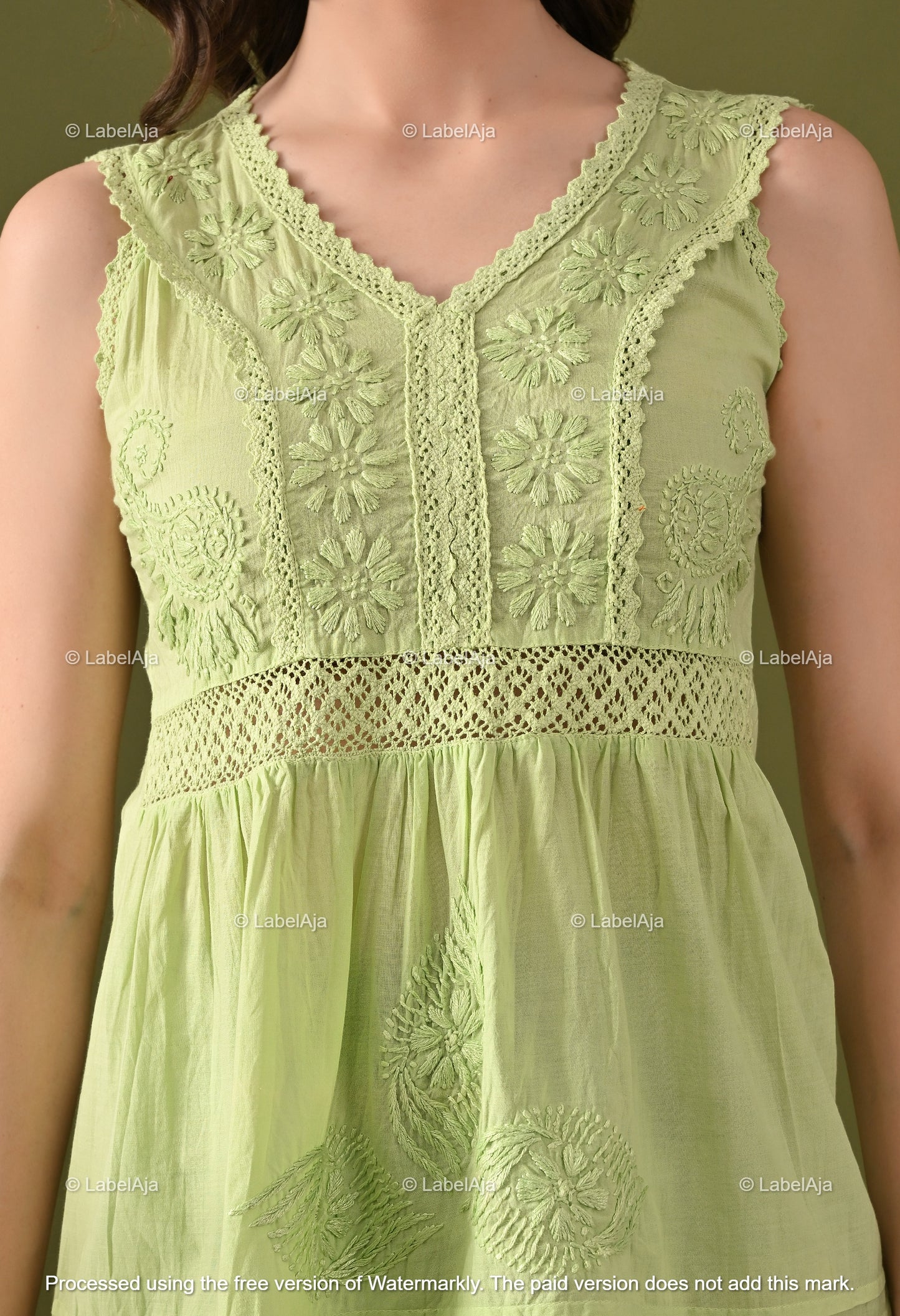 Amaira mul cotton chikankari short sleeveless top